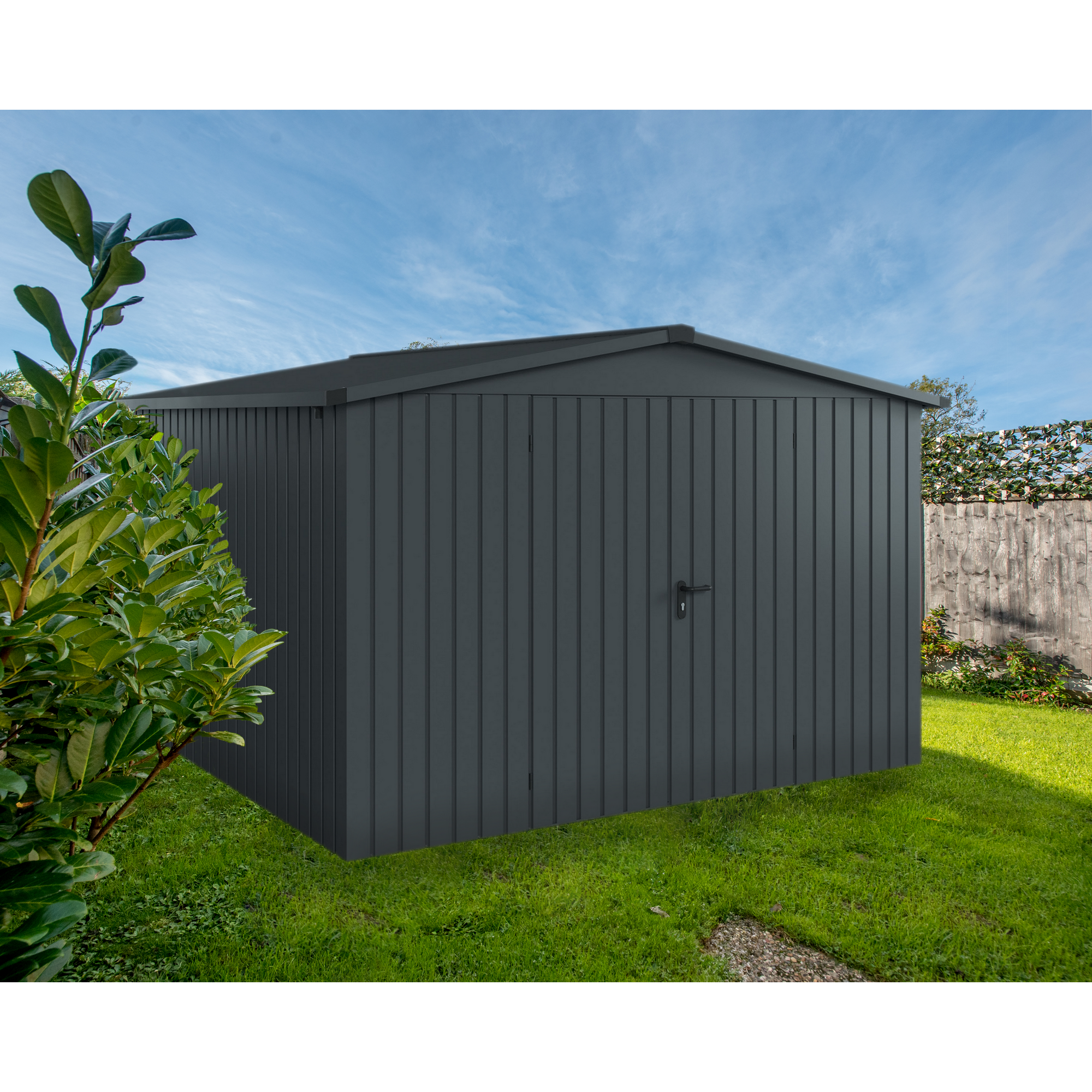 EcoStar Gerätehaus 'Euroline ESD14 Trend-Sk' anthrazitgrau 333 x 325 x 211 cm, Doppeltür