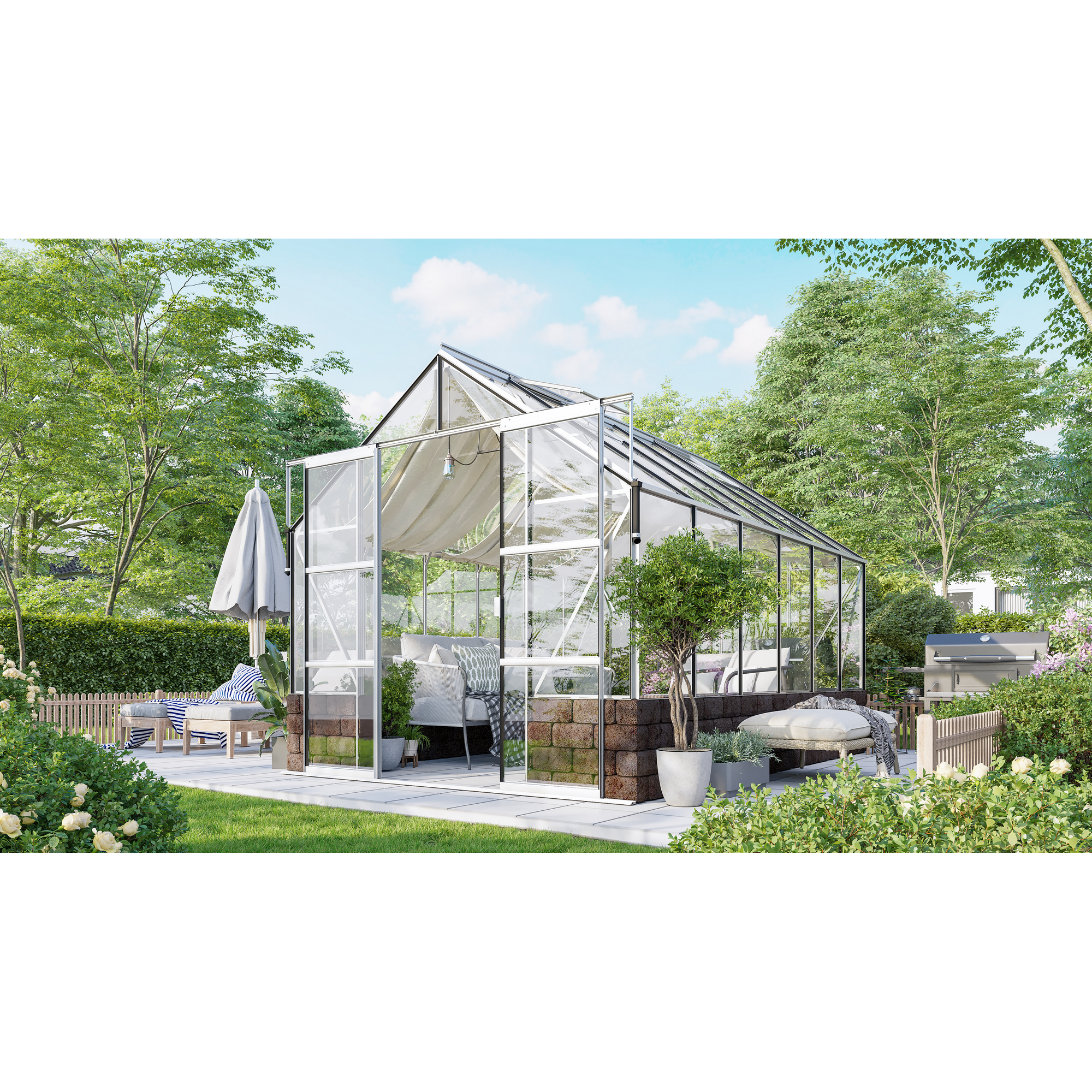 Vitavia Gewächshaus 'Cassandra 9900' 257 x 385,3 x 248,9 cm Sockel Herbstlaub