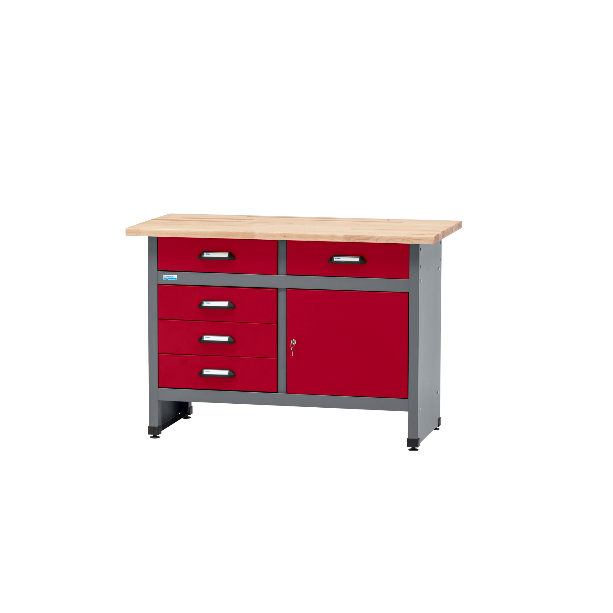 Küpper Werkbank Eintürig mit 5 Schubladen dunkelrot 120 x 84 x 60 cm