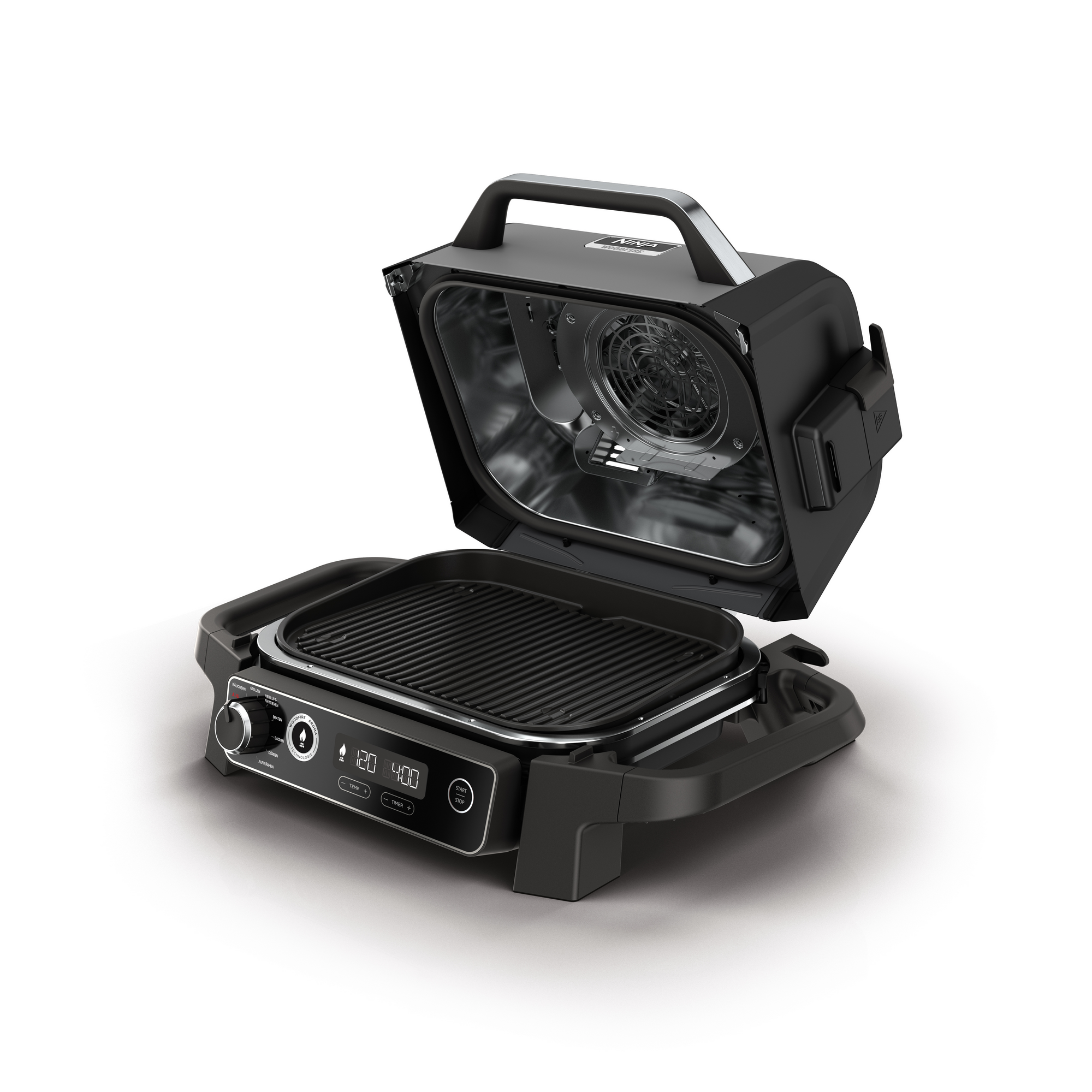 Ninja Elektro-Outdoor-Grill und Smoker 'Woodfire' schwarz 2400 W 46 x 34 x 46 cm