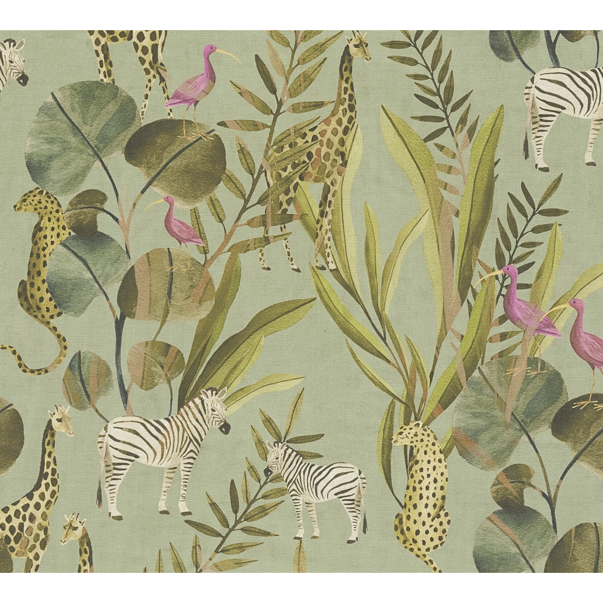 A.S. Création Vliestapete 'Anna d'Andrea' Tiere grün 0,53 x 10,05 m