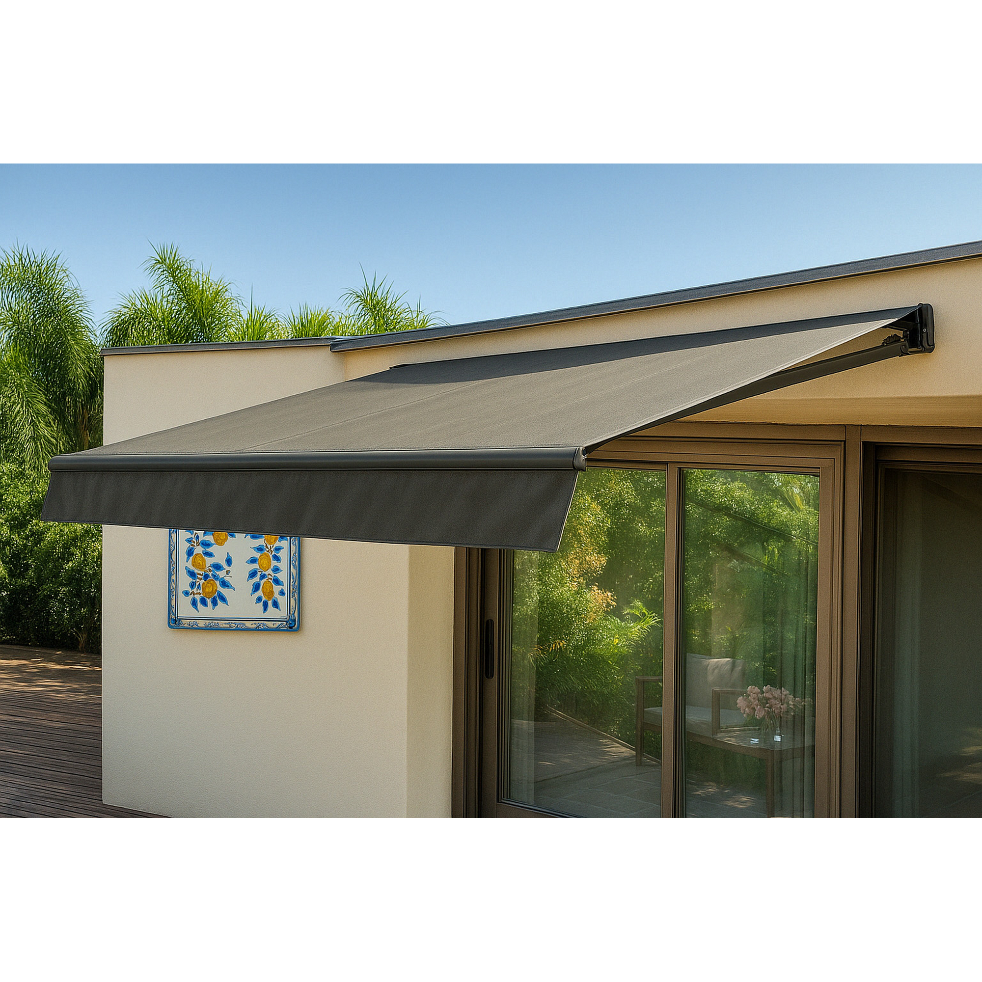 Garden Pleasure Gelenkarm-Markise elektrisch anthrazit mit Fernbedienung 2,95 x 2 m