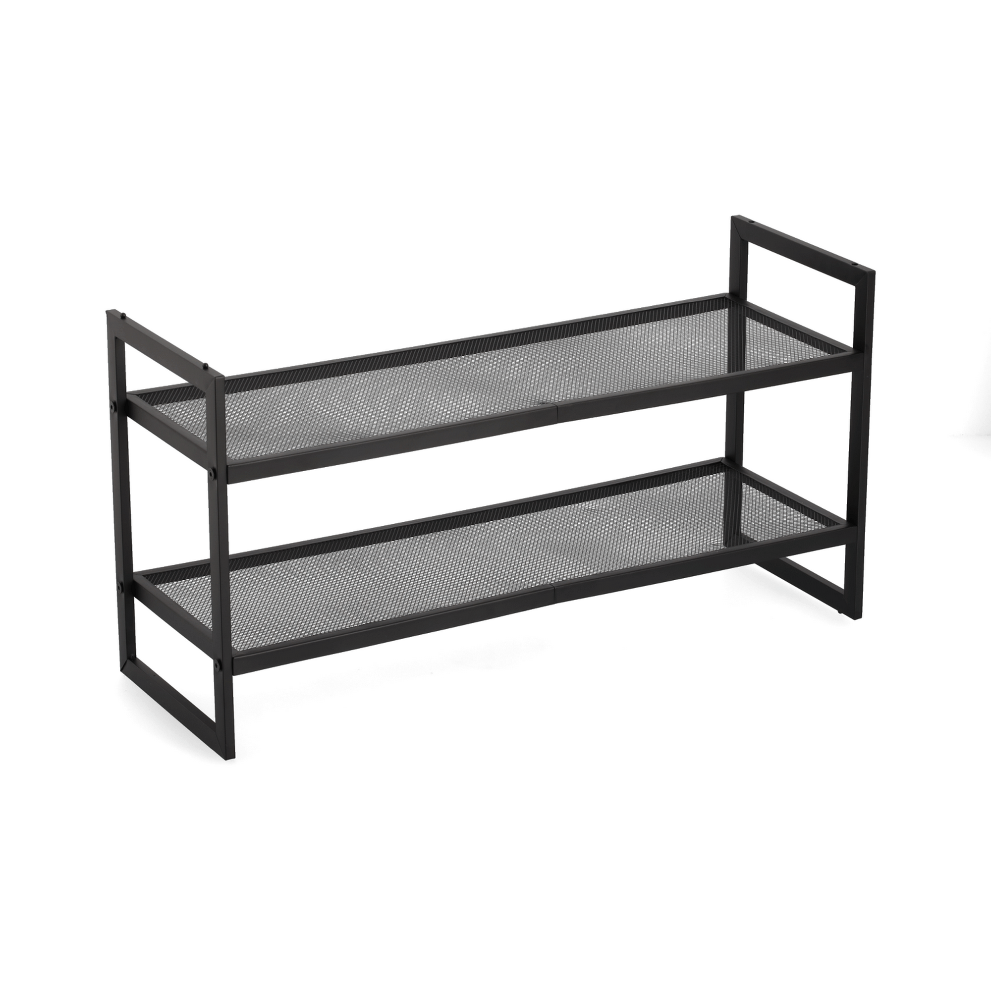 Zeller Schuhregal mit 2 Ablagen Metall schwarz stapelbar 70 x 36 x 24 cm