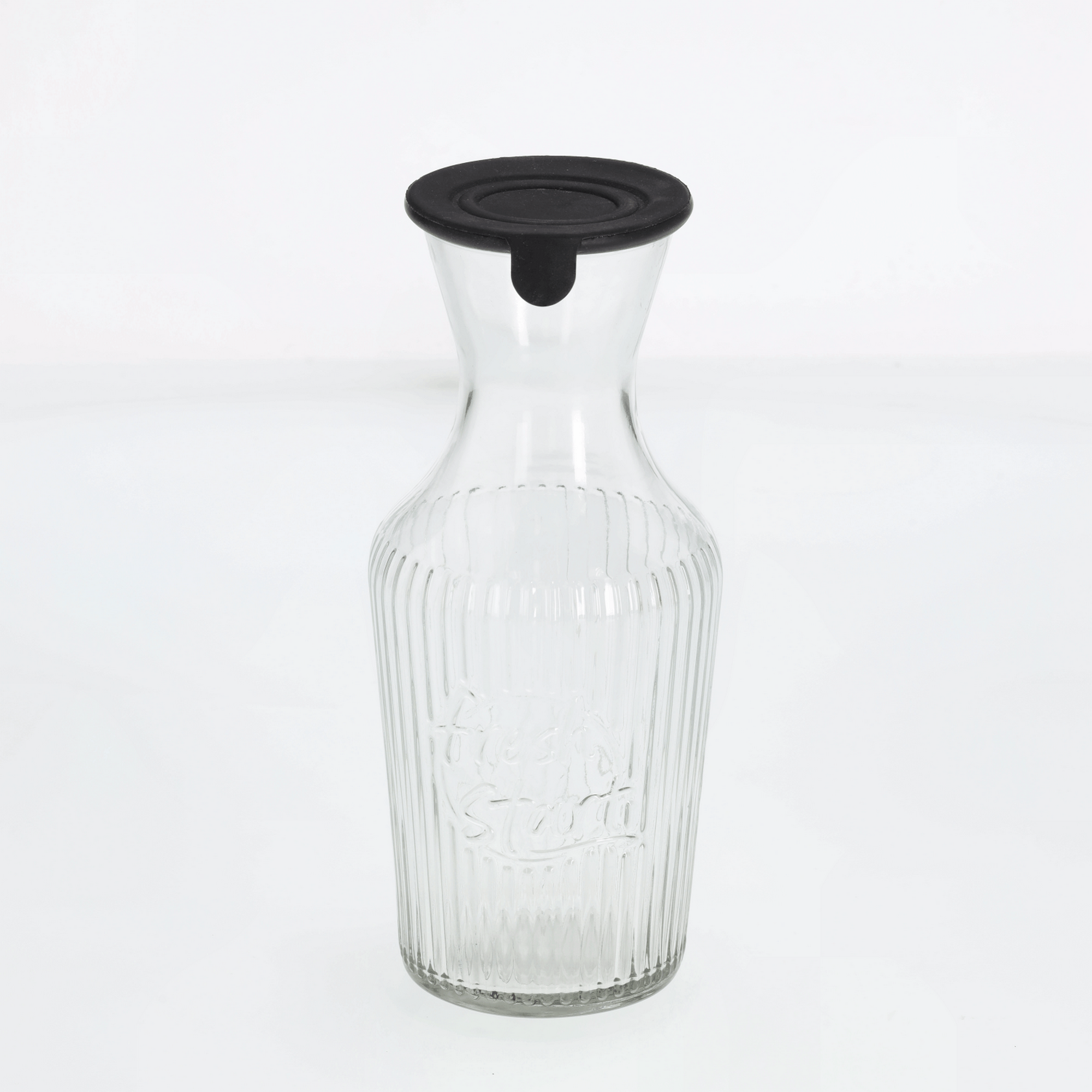 Zeller Glaskaraffe mit Silikondeckel schwarz 1200 ml 11 x 25,5 x 11 cm