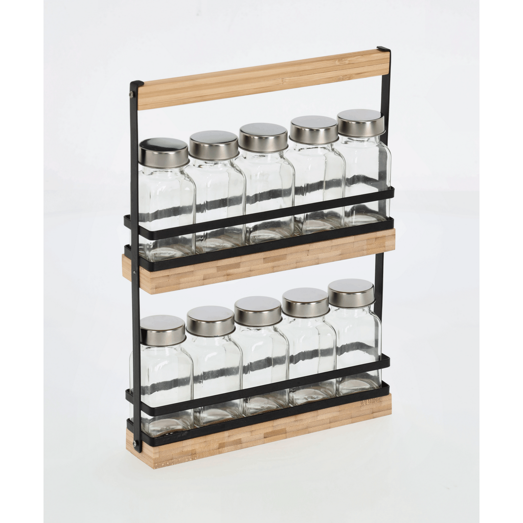 Zeller Gewürzständer-Set Glas/Metall/Bambus 11-teilig 22,7 x 30 x 4,7 cm