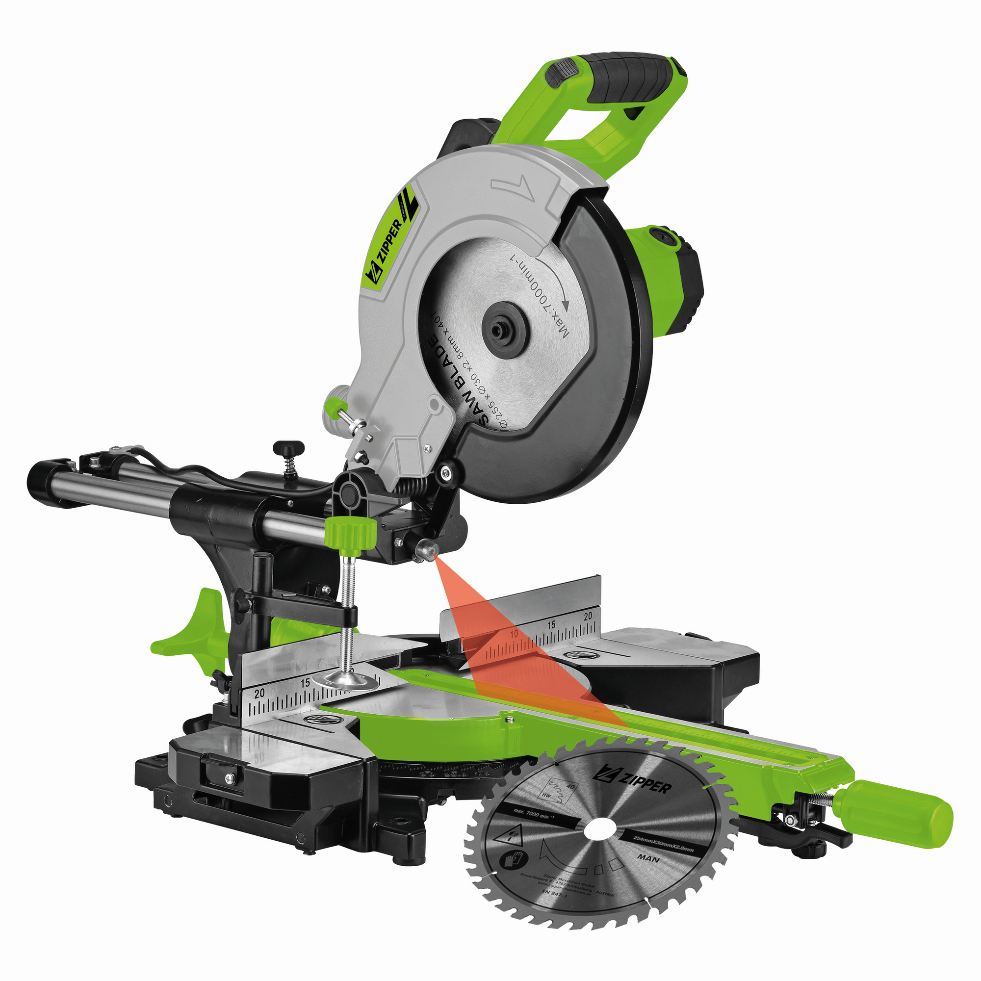 Zipper Kapp- und Gehrungssäge 'ZI-KGS255DS' 2000 W