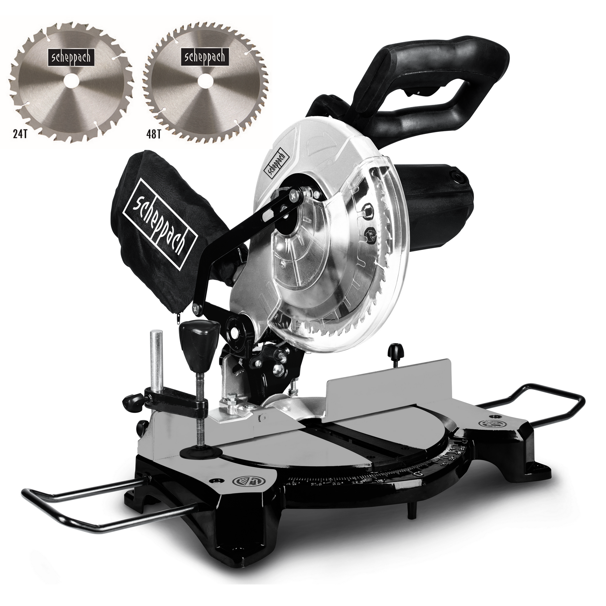 Scheppach Kapp- und Gehrungssäge 'MT 210 Black Edition' 1500 W mit 2 Sägeblättern