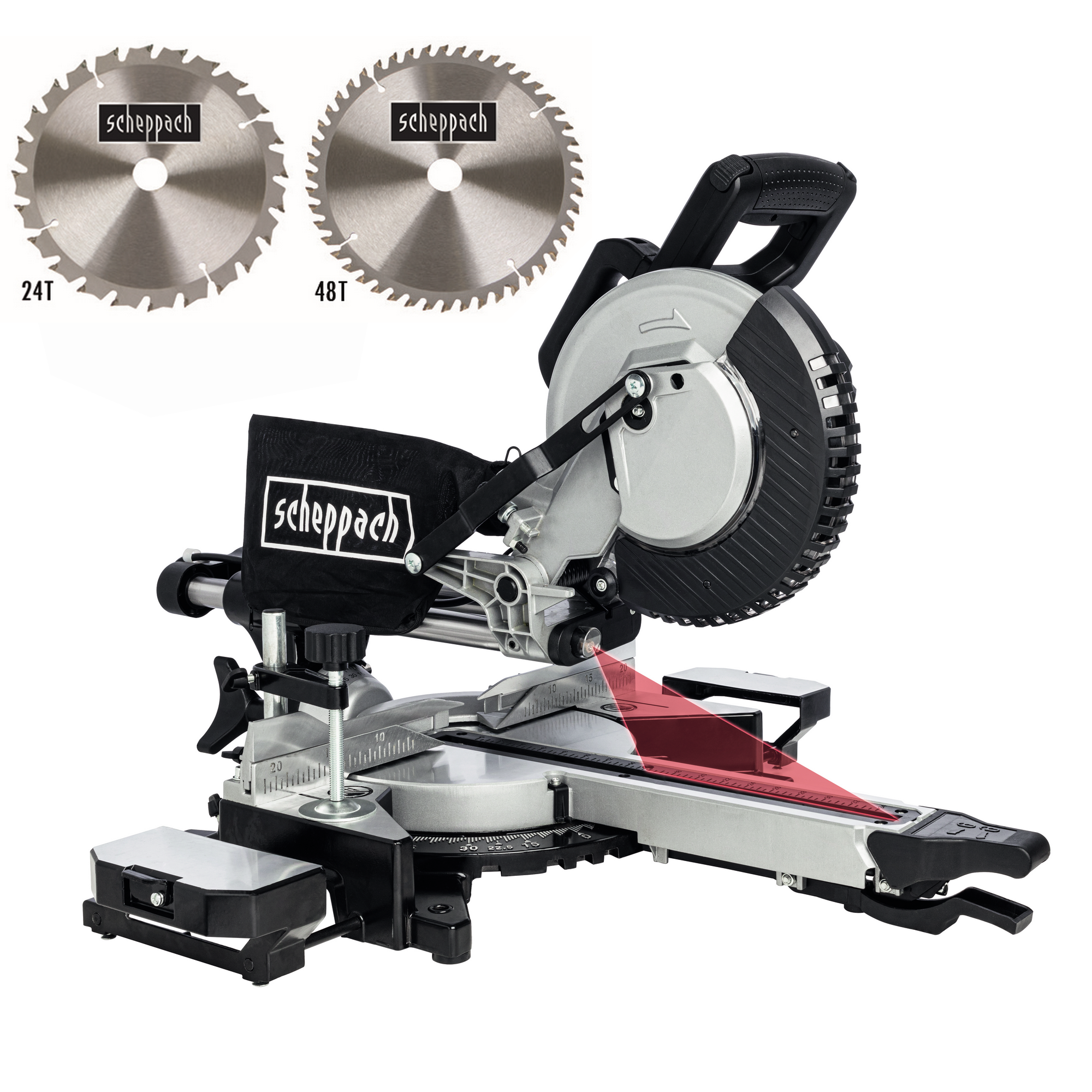 Scheppach Kapp- und Zugsäge 'MST 216 Black Edition' 2000 W, mit 2 Sägeblättern
