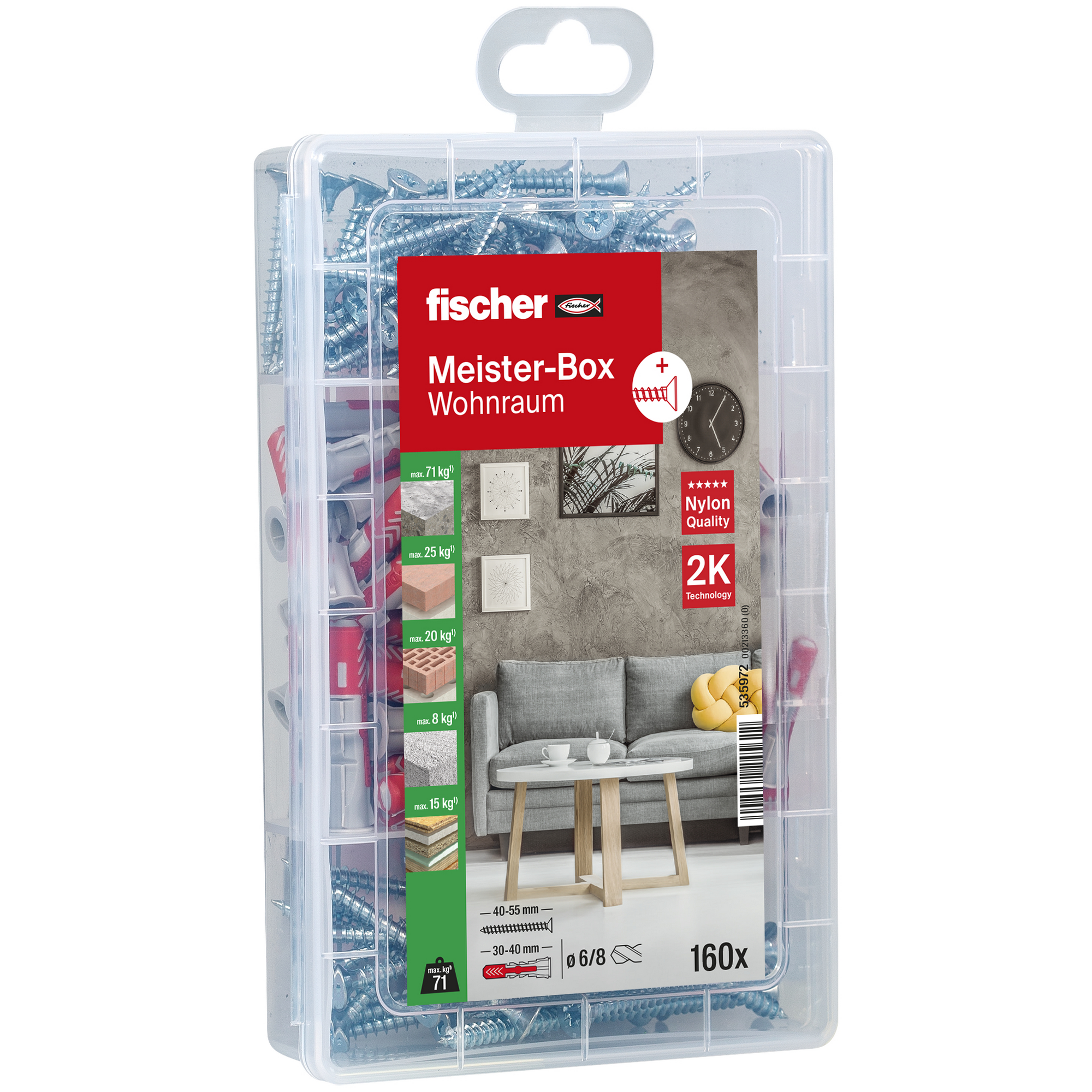 Fischer Schrauben-, Dübel- und Haken-Set 'Meisterbox DuoPower+' 160-teilig