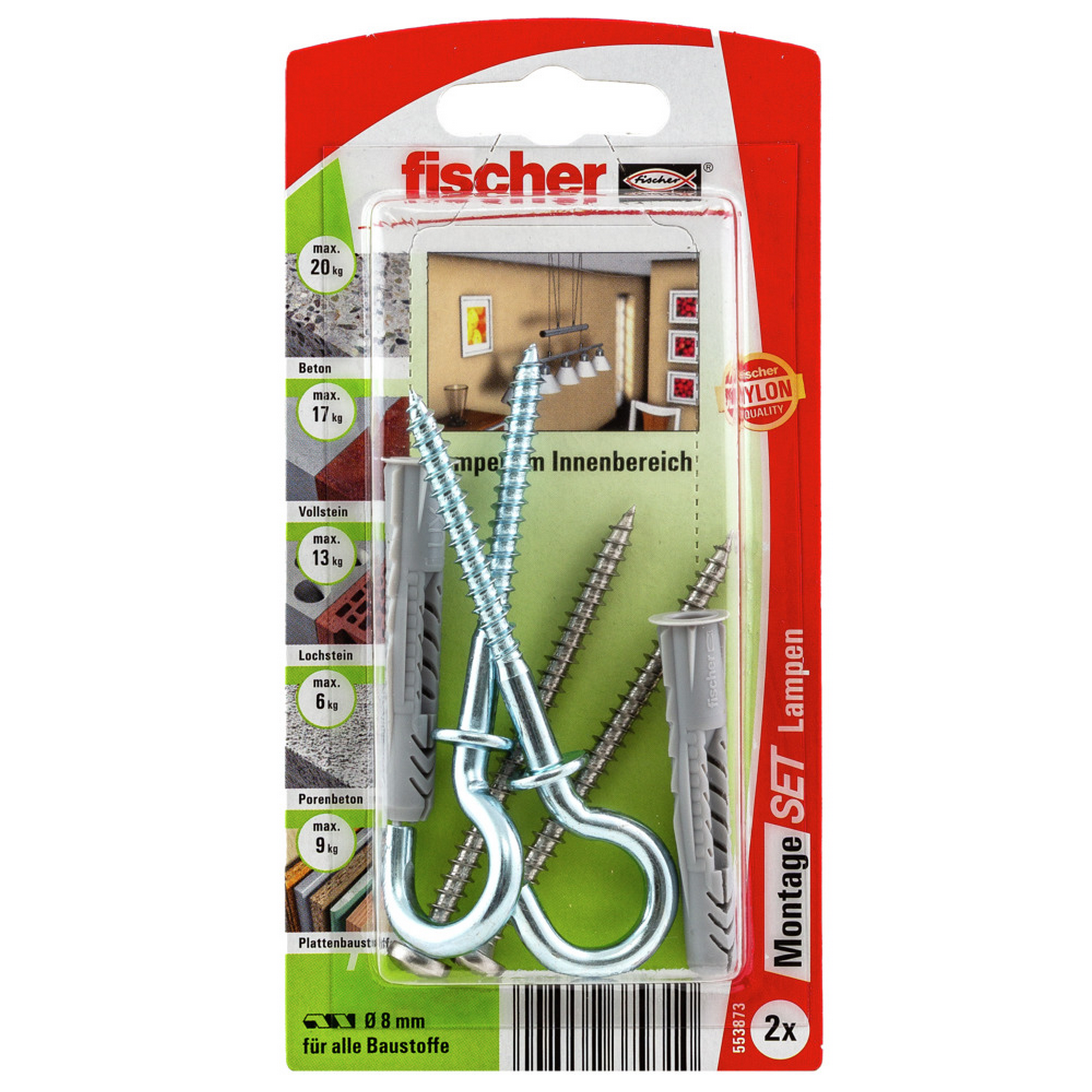 Fischer Montage-Set 'K' für Lampen im Innenbereich, Ø 8 mm, 6-teilig