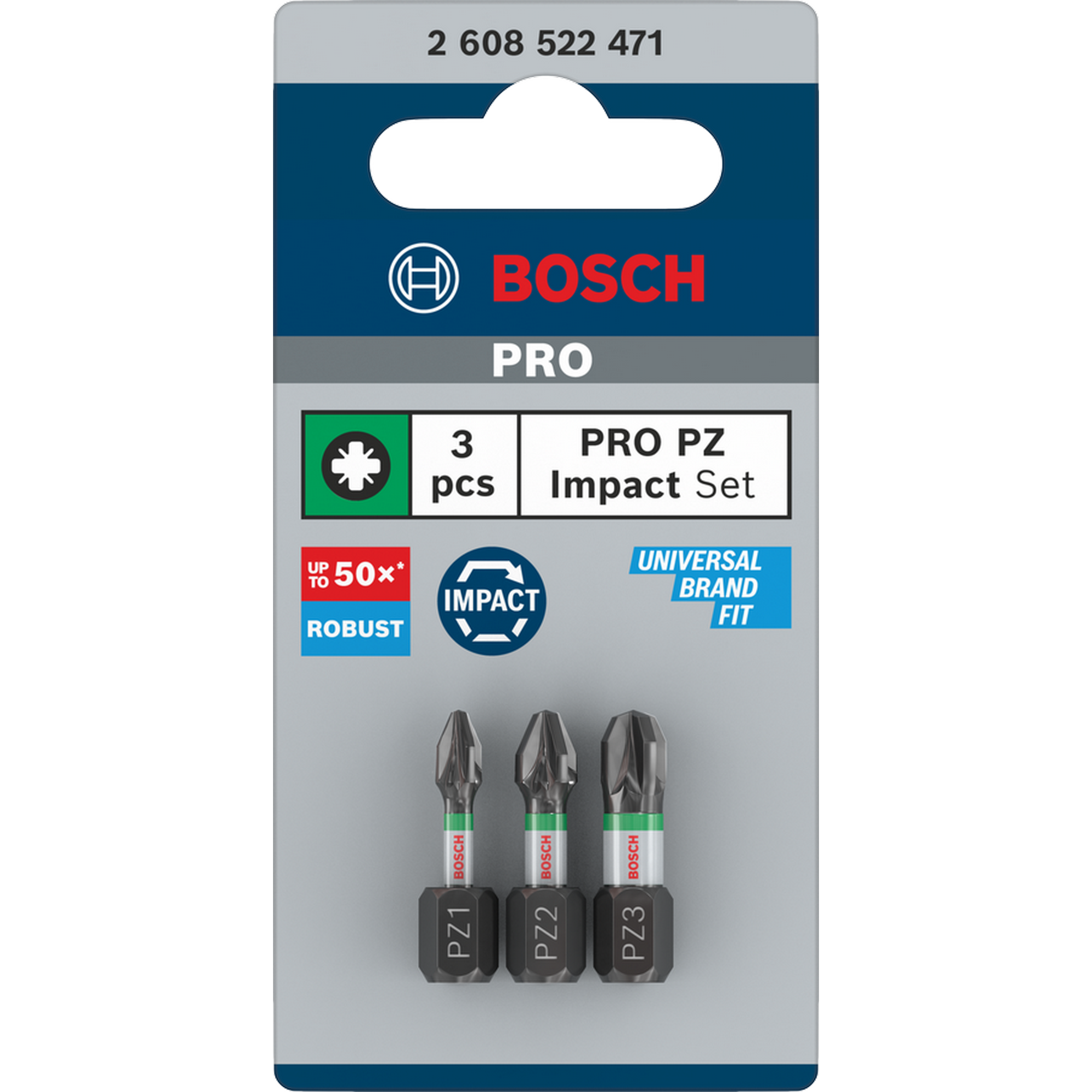 Bosch Schrauberbit-Set 'Pro PZ Impact' PZ1/PZ2/PZ3 x 25 mm, 3-teilig
