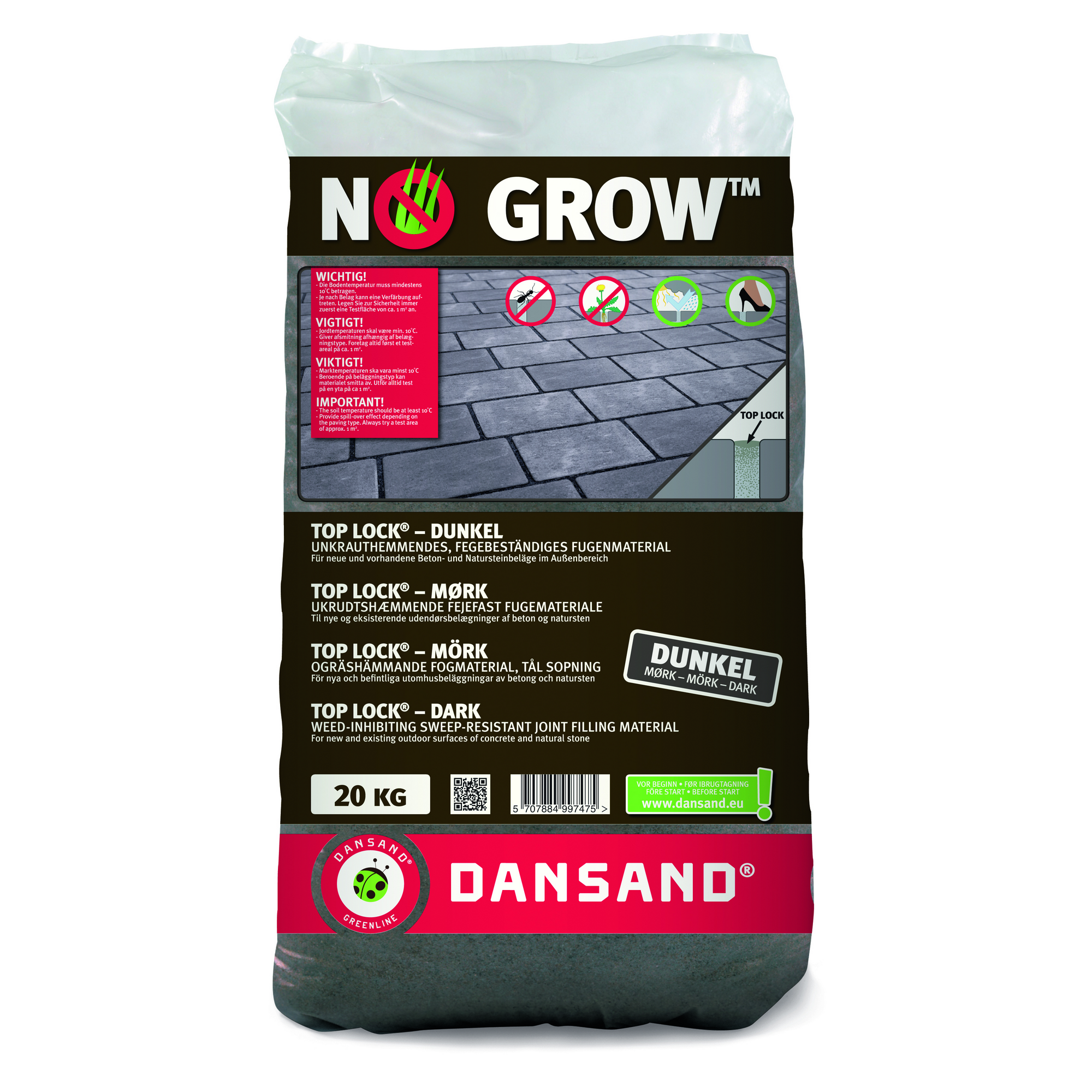 Dansand Fugenmaterial 'No Grow Top Lock' anthrazit 0-1 mm 20 kg