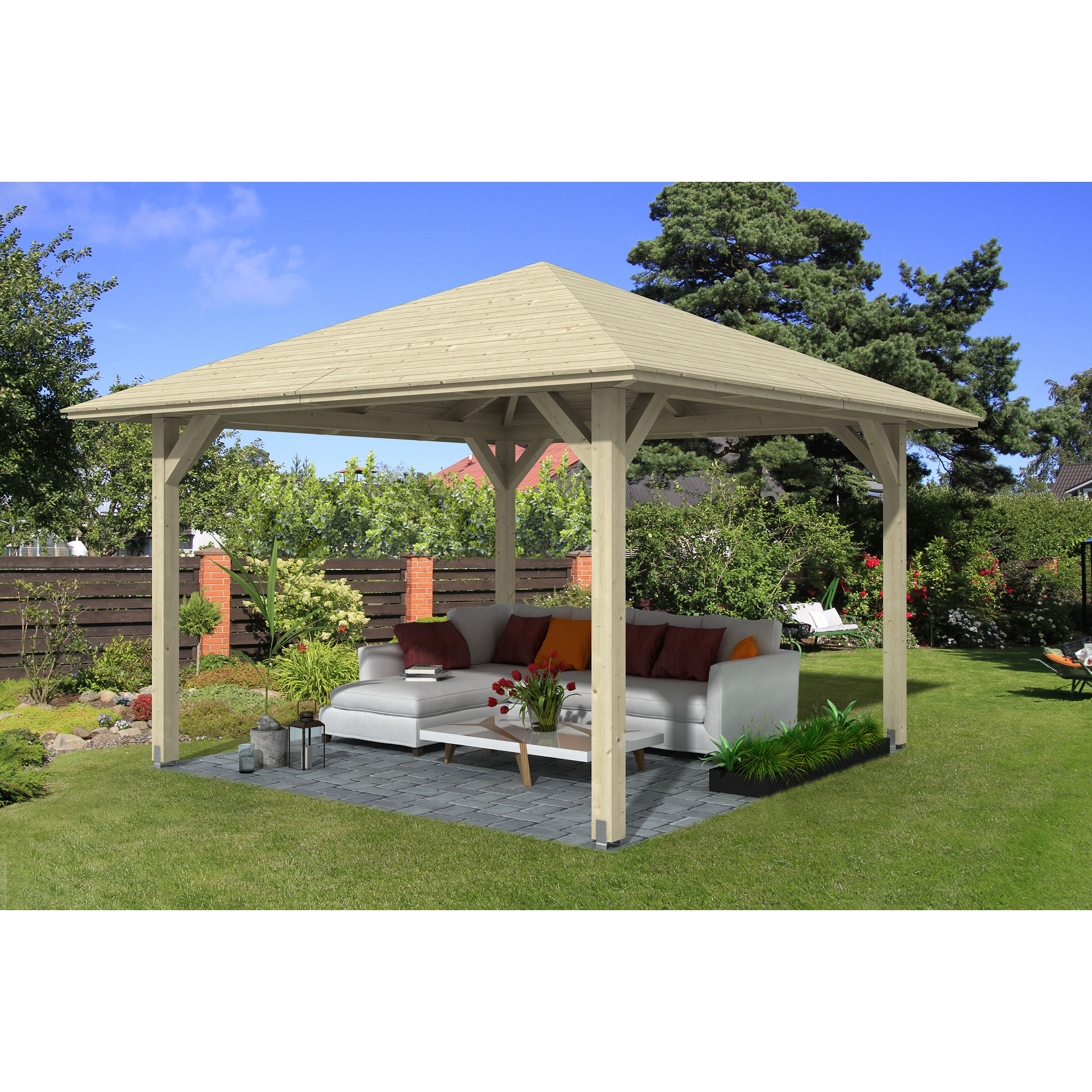 SKAN HOLZ Pavillon 'Cannes 2' fichte natur 439 x 439 cm