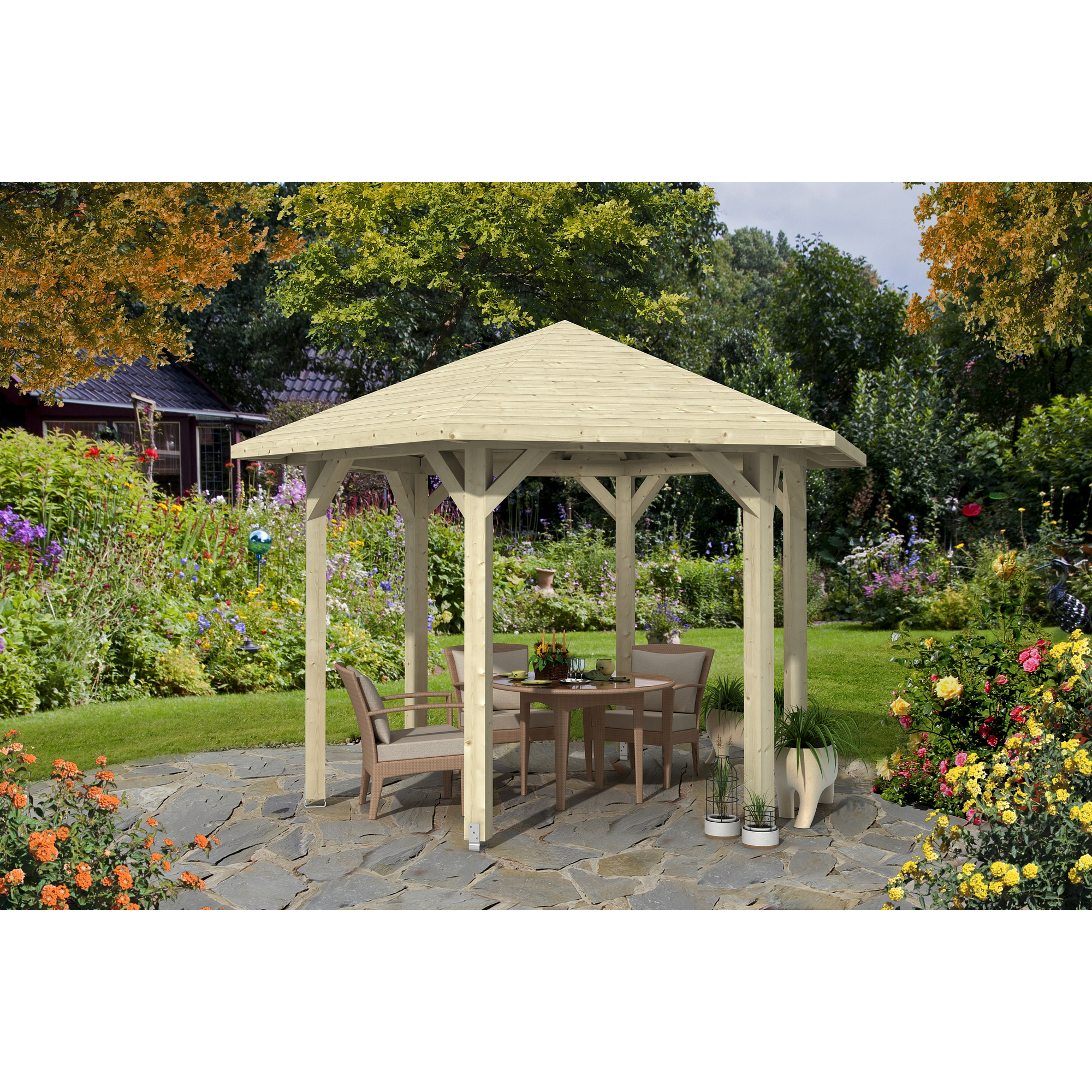 SKAN HOLZ Pavillon 'Nancy 2' Fichte natur Ø 420 cm