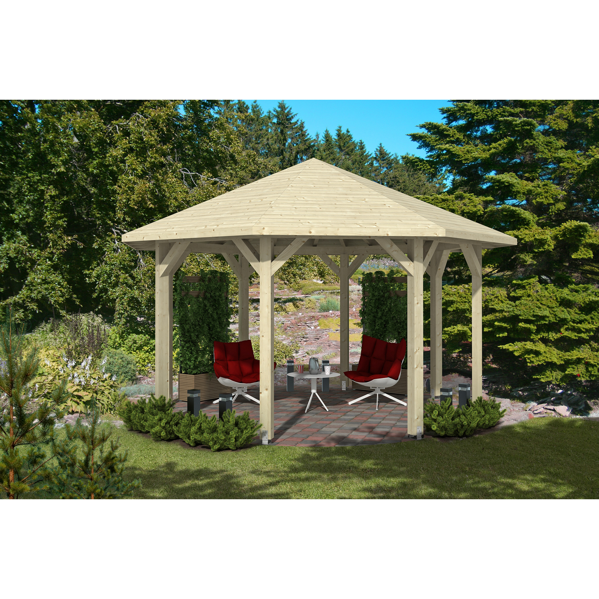 SKAN HOLZ Pavillon 'Nice 2' fichte natur Ø 484 cm