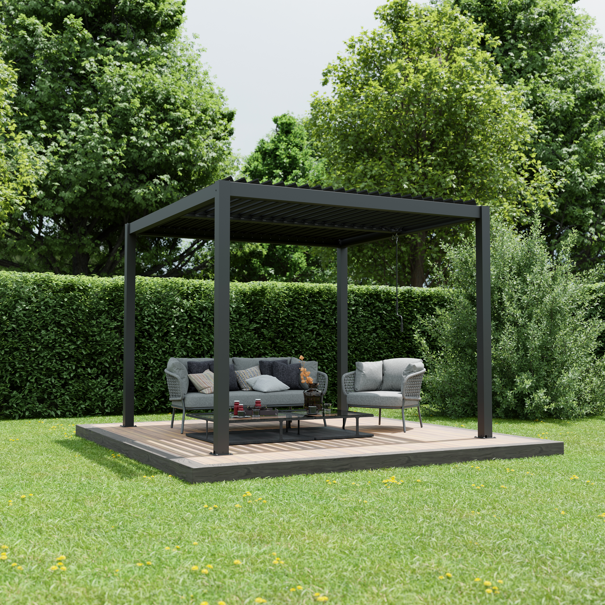 Ximax Pergola 'Shade' dunkelgrau mit Beleuchtung 296 x 230 x 290 cm