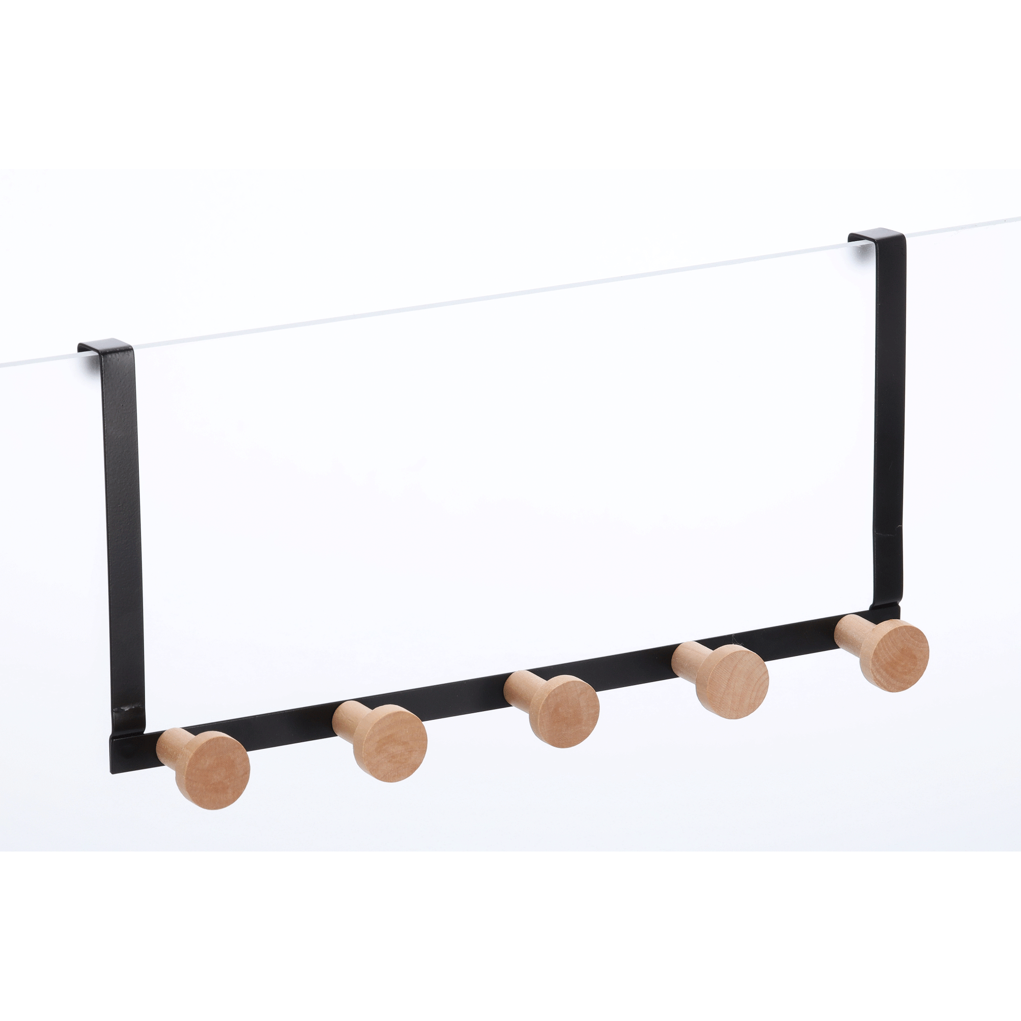 Zeller Türhänger Metall/Holz schwarz 5 Haken 37,5 x 18 x 8 cm