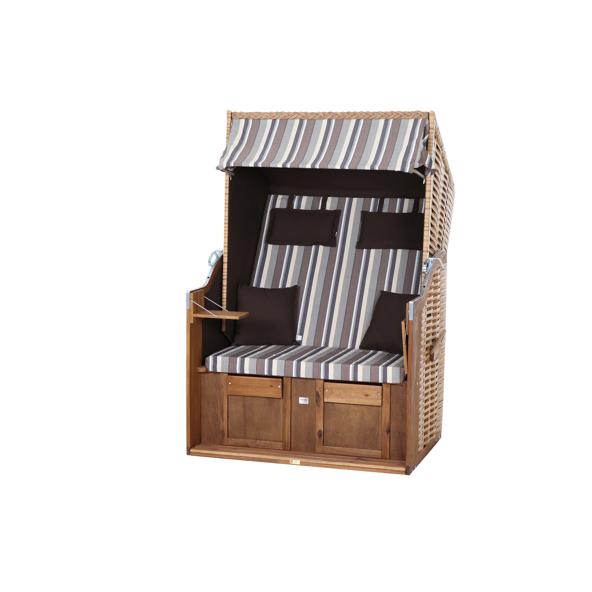 Trend by deVries Strandkorb 'Trend 10+' Akazie braun/beige 120 x 80 x 165 cm