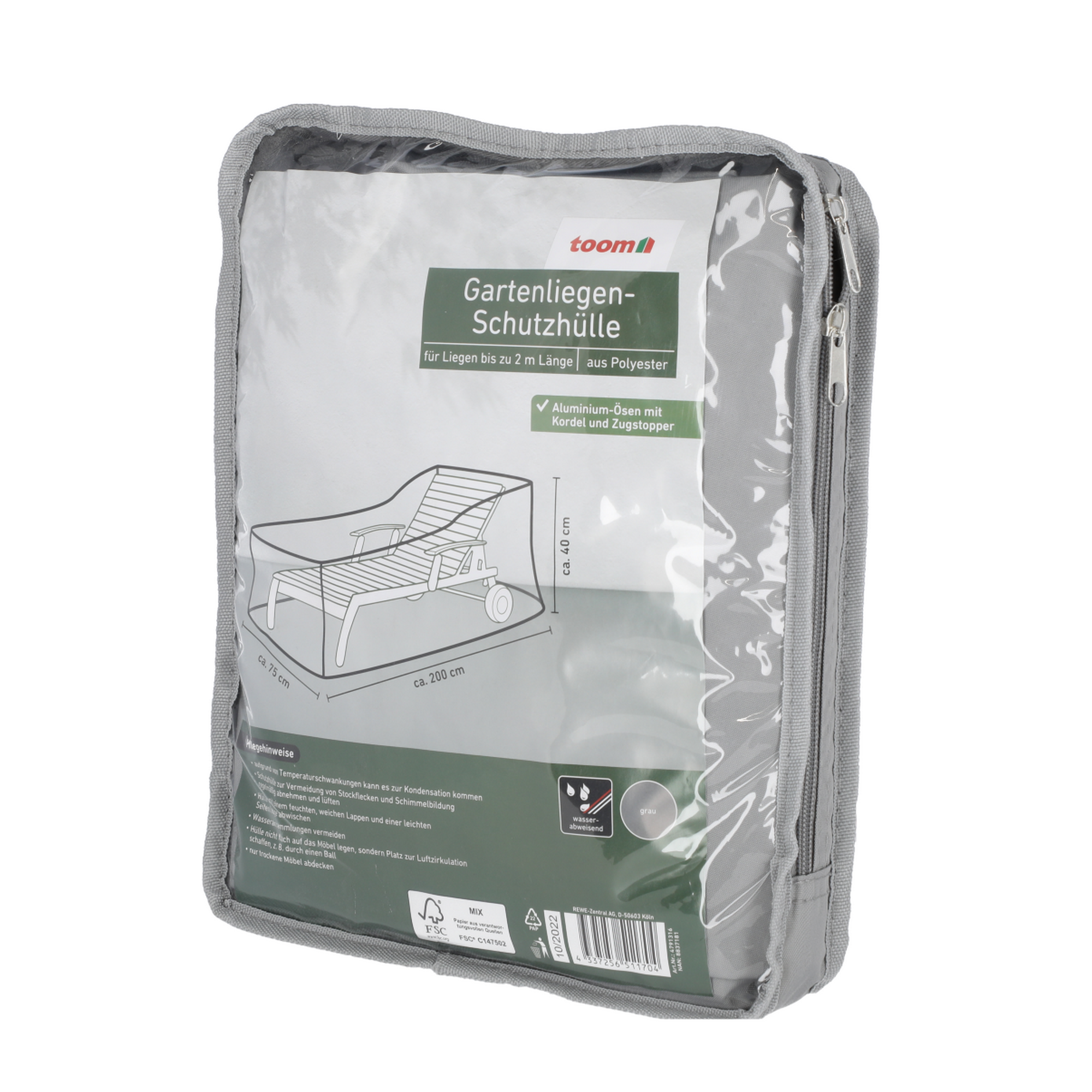 toom Gartenliege-Schutzhülle für Liegen bis zu 2 m Länge