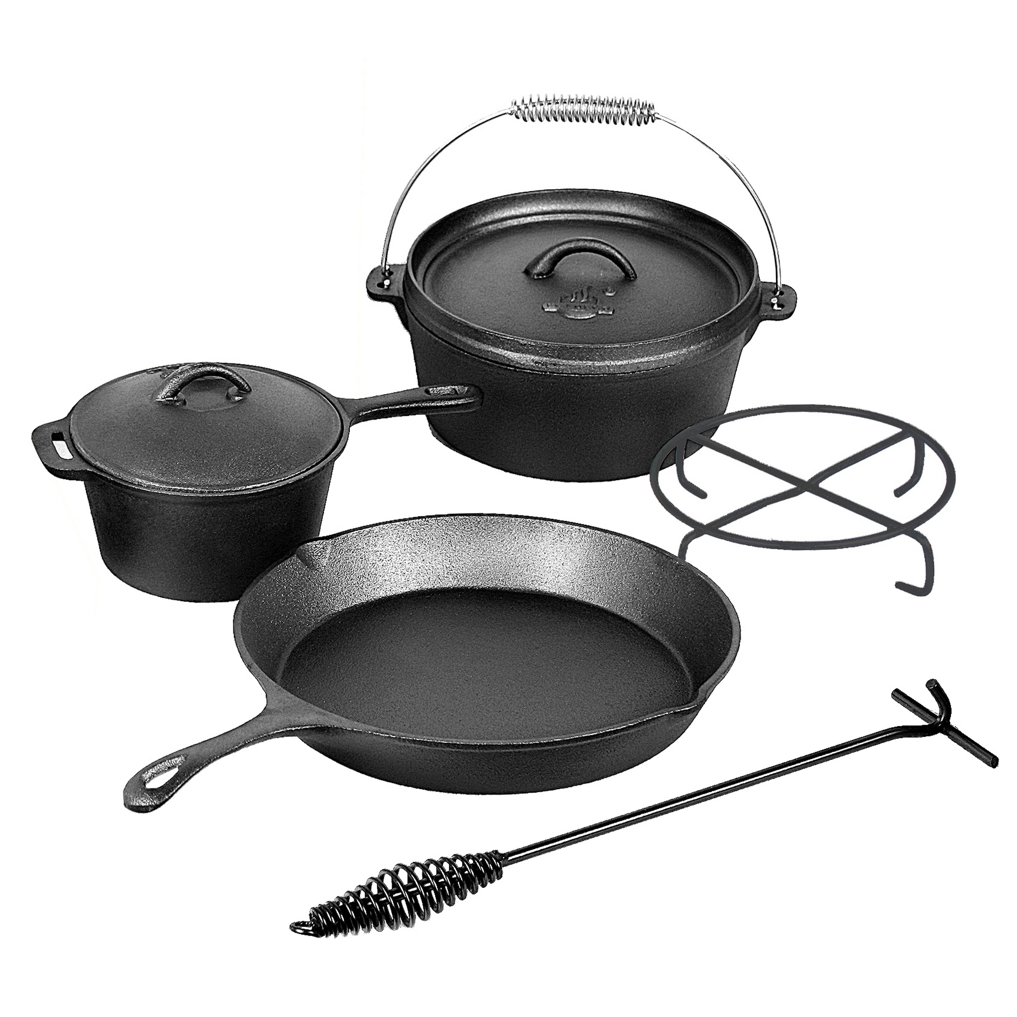 El Fuego Dutch Oven Gusseisen schwarz Set 5-teilig