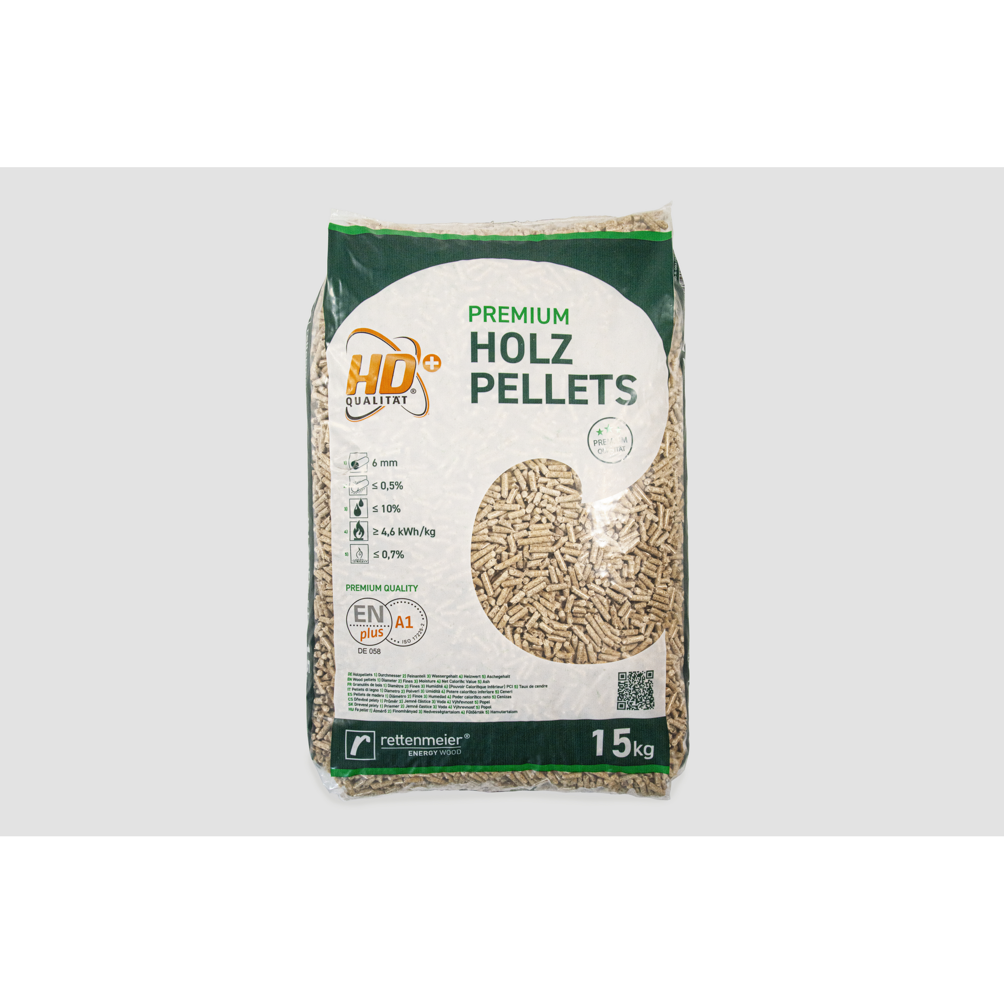 Premium Holzpellets 'HD+ Energy Wood' Ø 6 mm, 15 kg