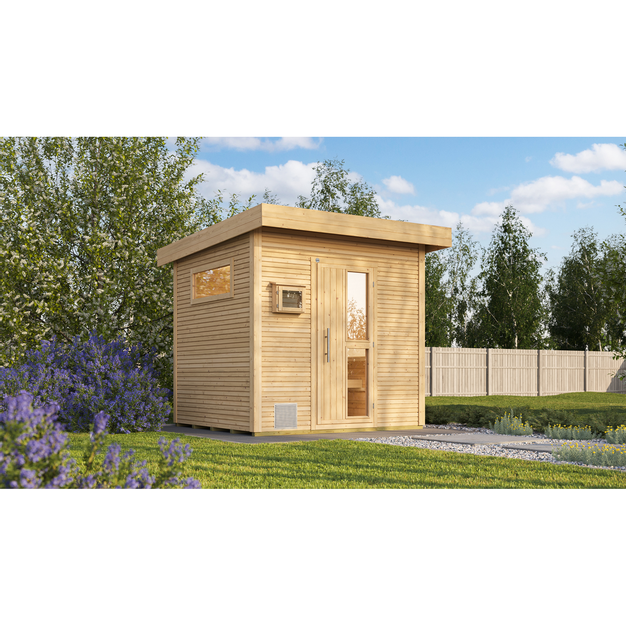 Weka Saunahaus 'Kuopio' natur Holztür, Fenster 238 x 238 x 253 cm, ohne Ofen