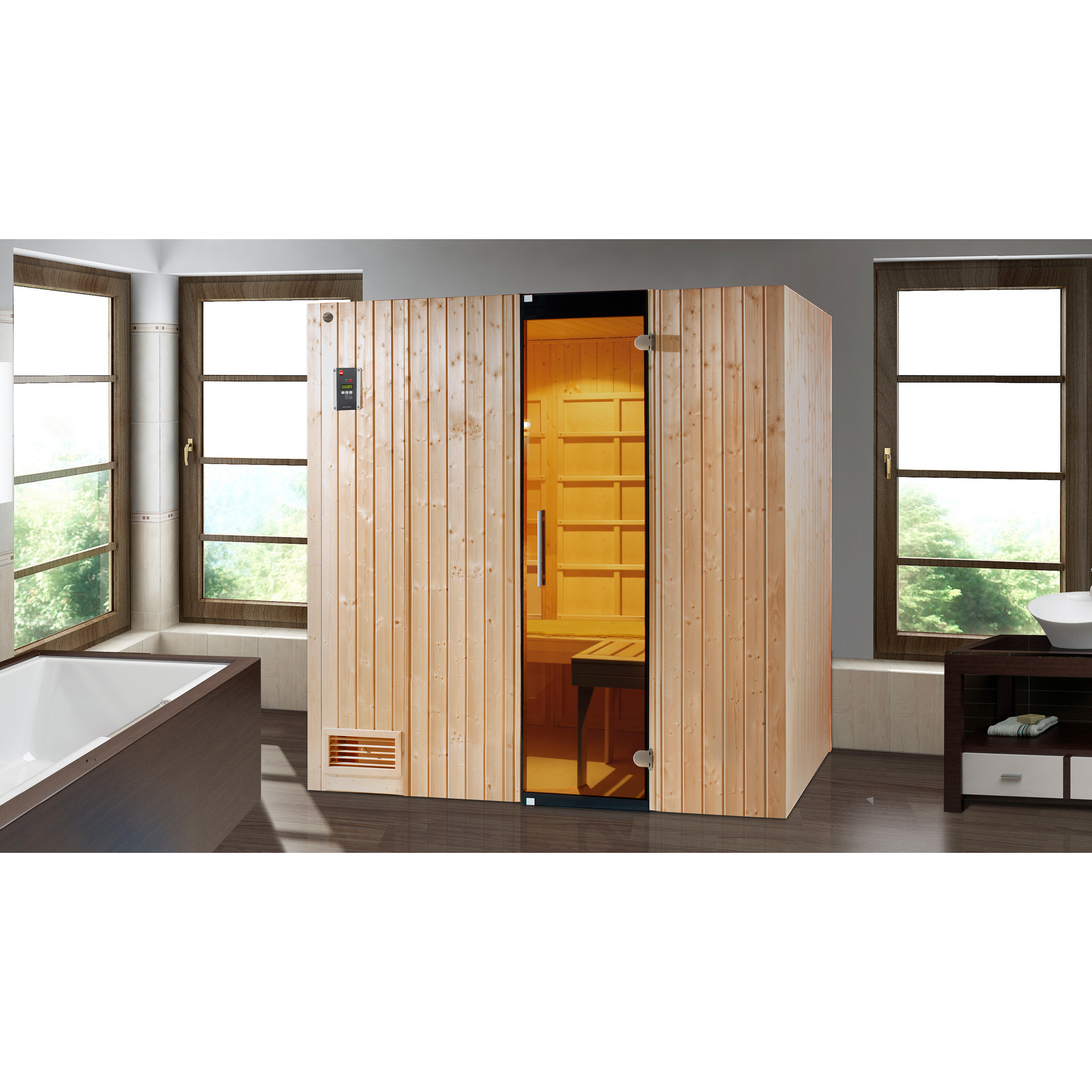 Weka Infrarotkabine 'Uppsala Kombi BioS' 3,6 kw 212 x 121 x 199 cm, mit Glastür