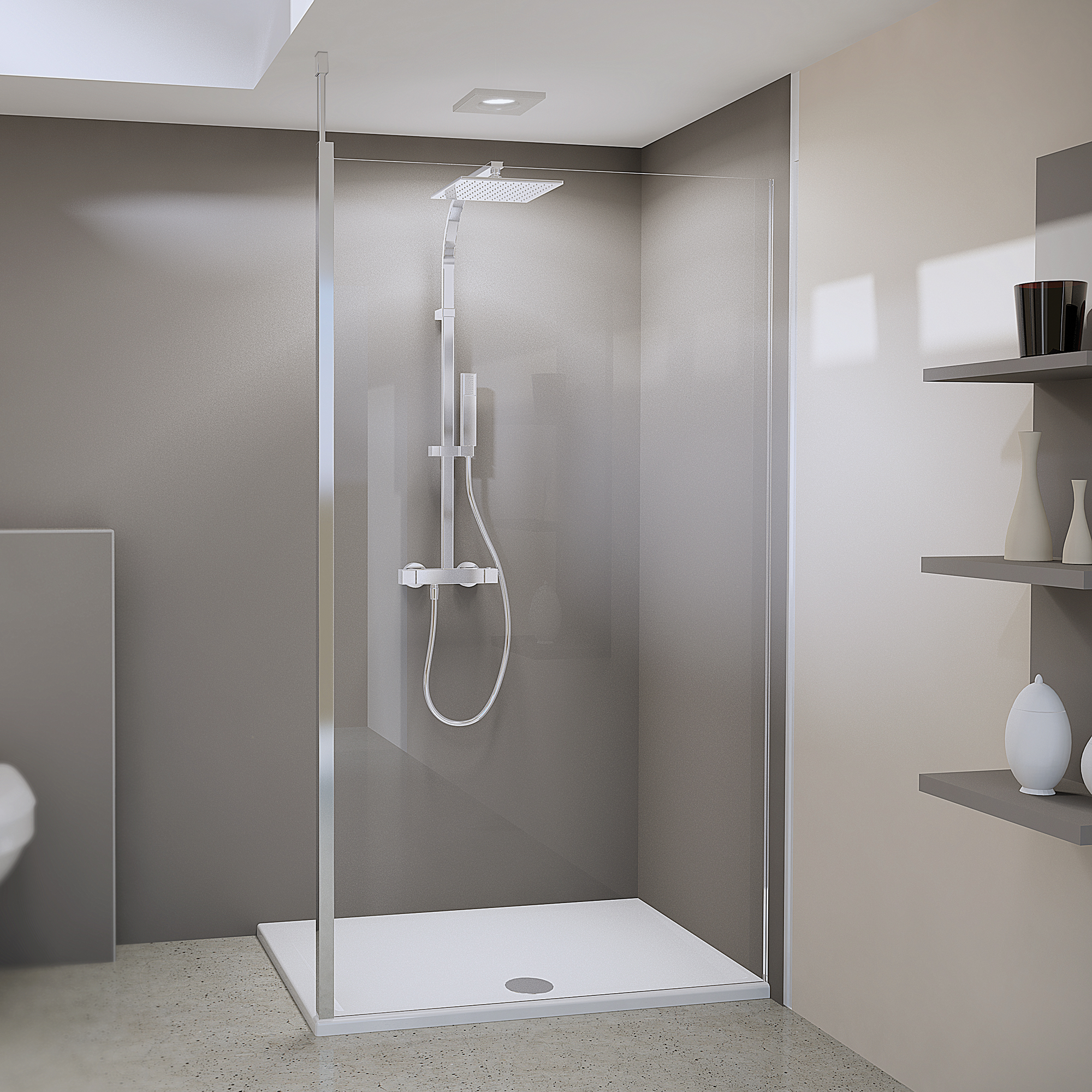 Breuer Panorama' Walk-In Flex, Decken- oder Wand-Stabi, 160 cm, Klarglas