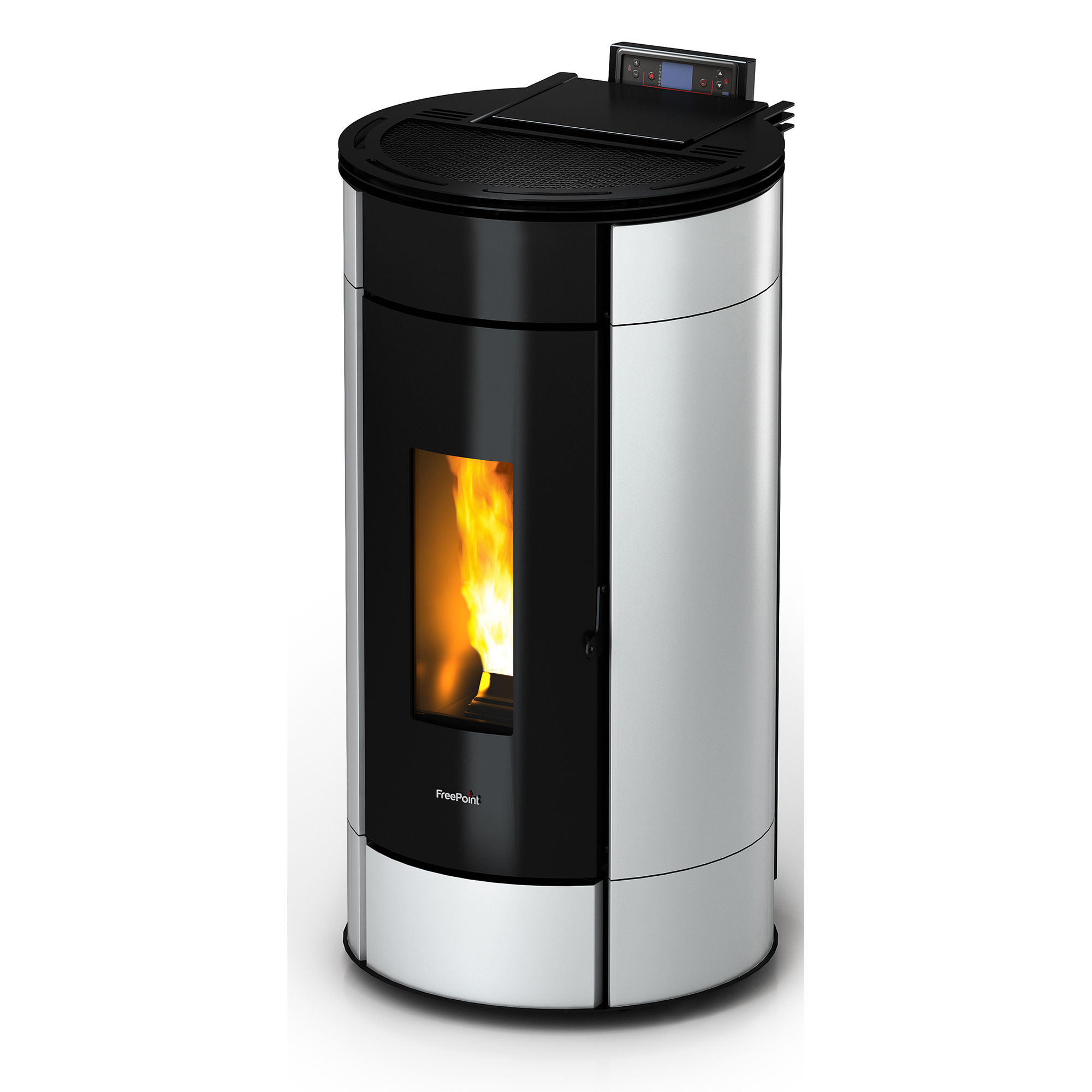 Freepoint Pelletofen 'Globe' Stahl schwarz/weiß 10,5 kW