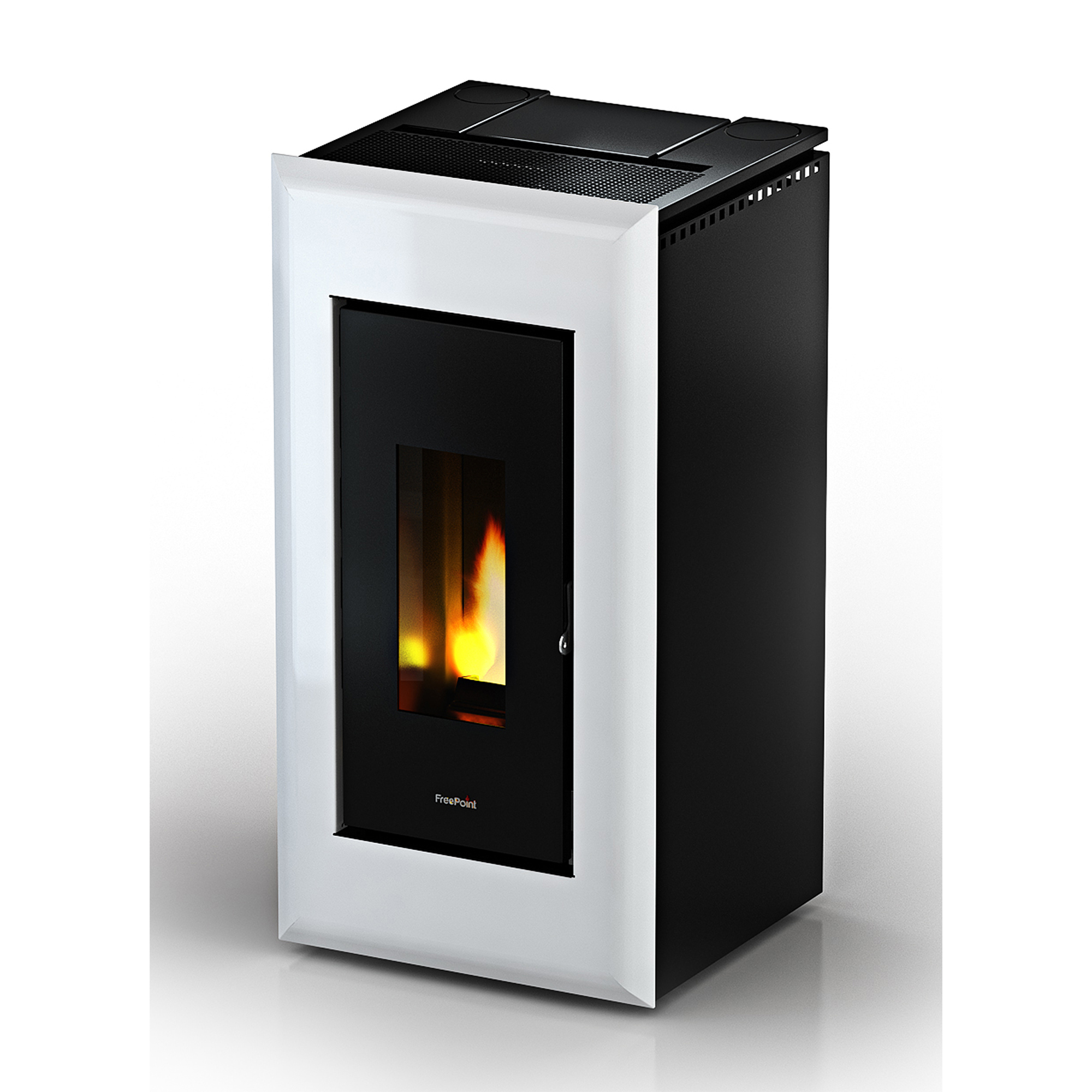Freepoint Pelletofen 'Vega' Stahl schwarz/weiß 10,5 kW