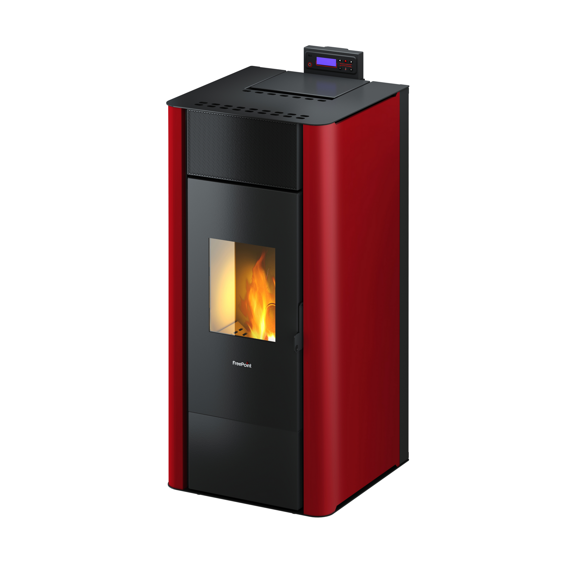 Freepoint Pelletofen 'Tesis 23' wassergeführt, Stahl bordeaux 4,7 - 22,8 kW