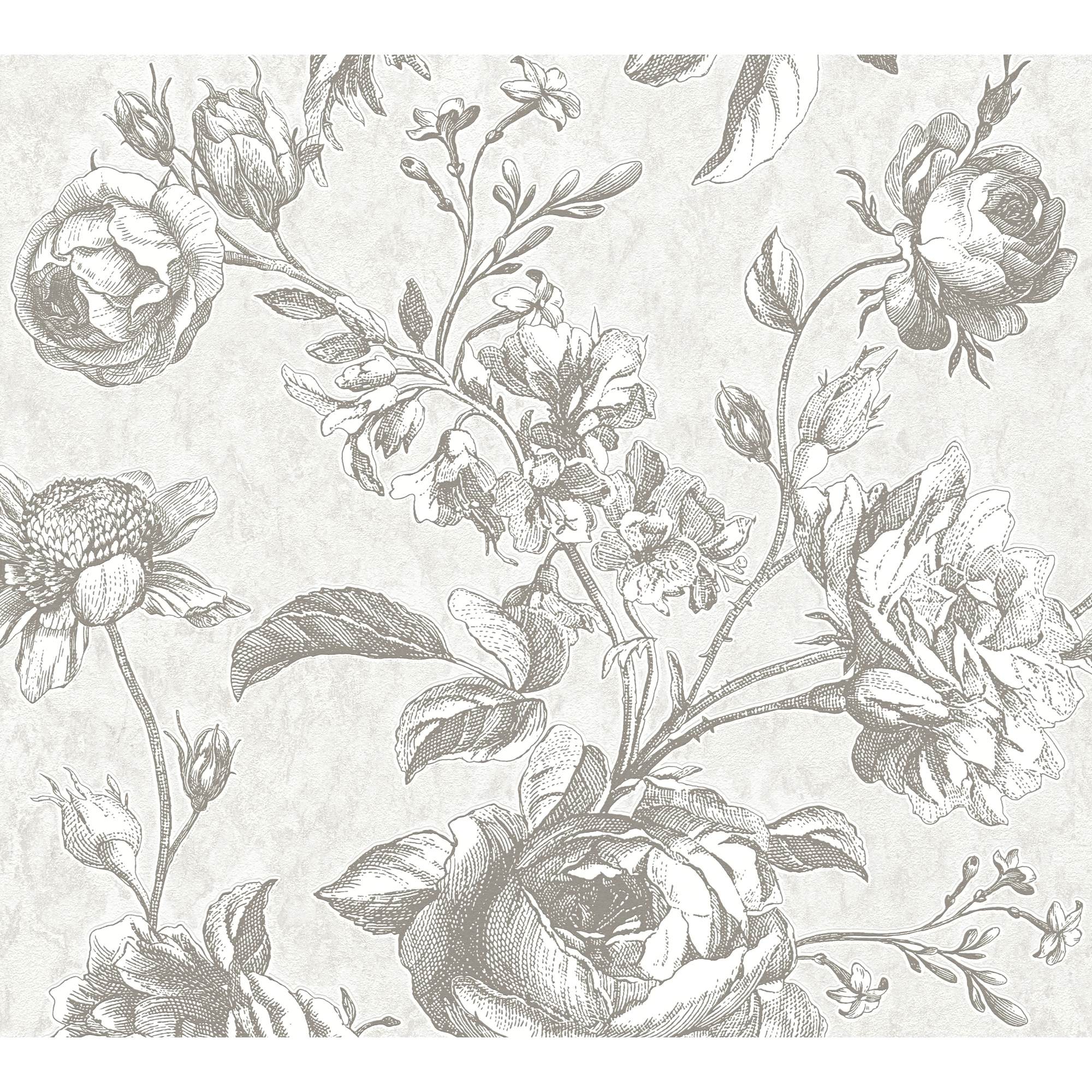 A.S. Création Vliestapete 'My Home. My Spa.' Rosen grau/weiß 0,53 x 10,05 m