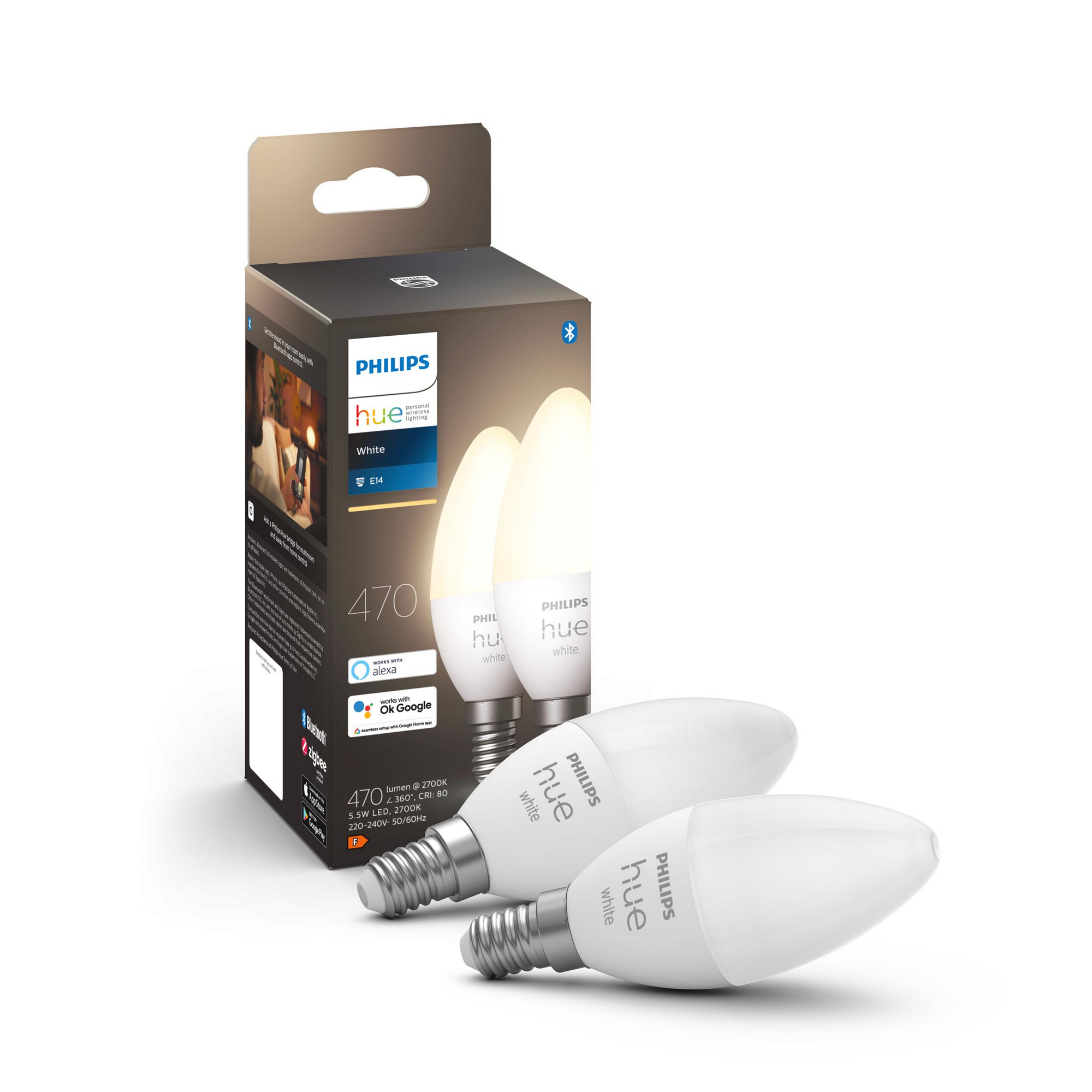 Philips LED-Lampe 'Hue White' E14 5,5 W, 2er-Pack