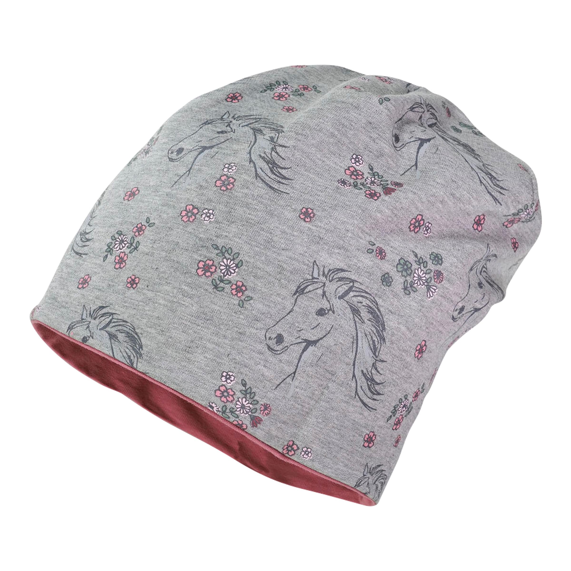 Maximo Wende-Beanie Pferd Blumen