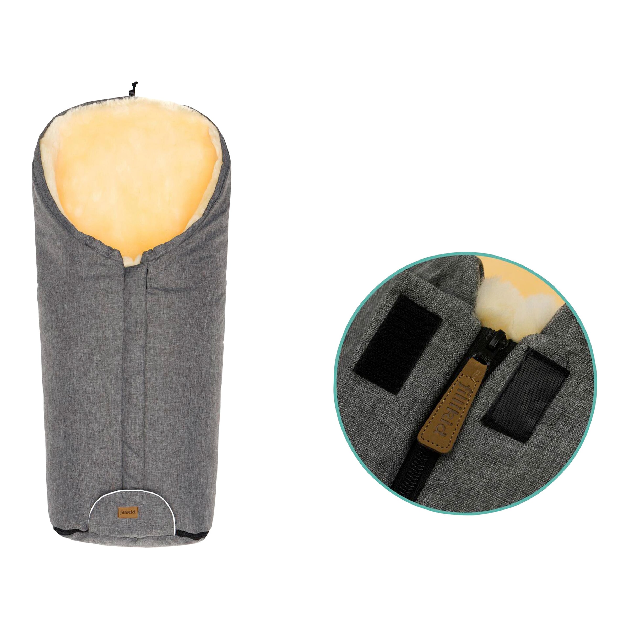 Fillikid Lammfell-Winterfußsack Tacama grau