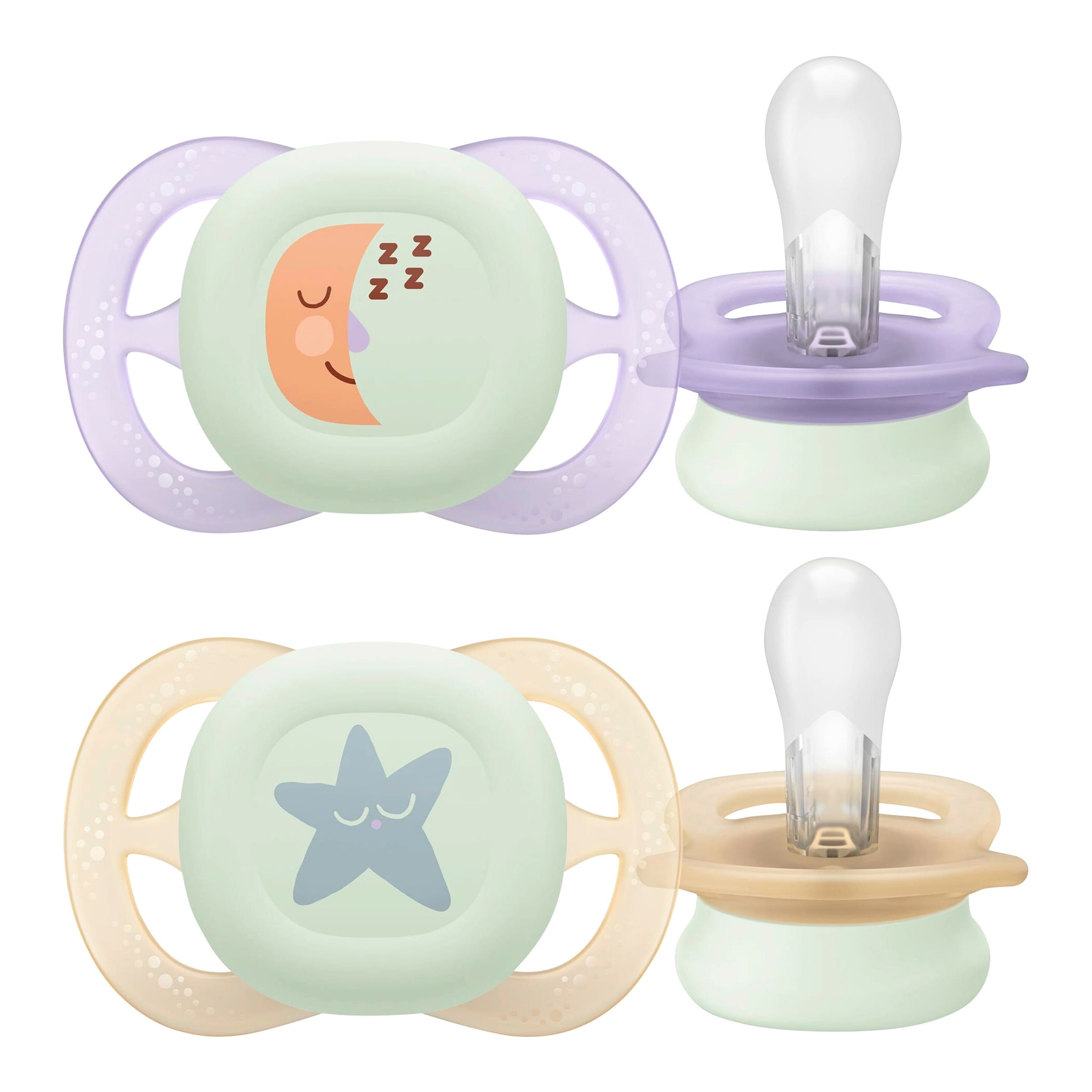 Philips Avent 2er-Pack Schnuller ultra start night, 0-2M