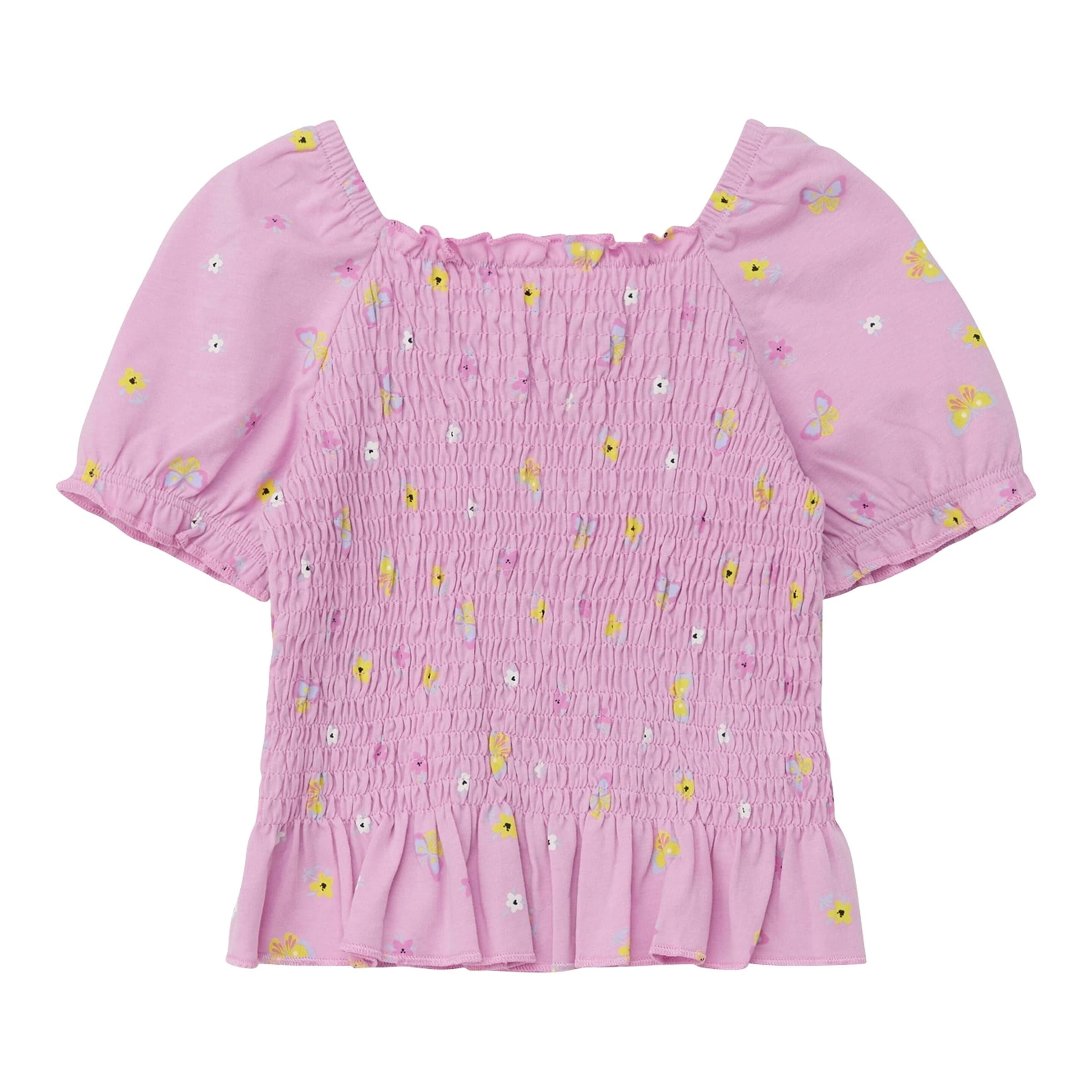 S.Oliver T-Shirt Blumen Schmetterlinge gesmokt