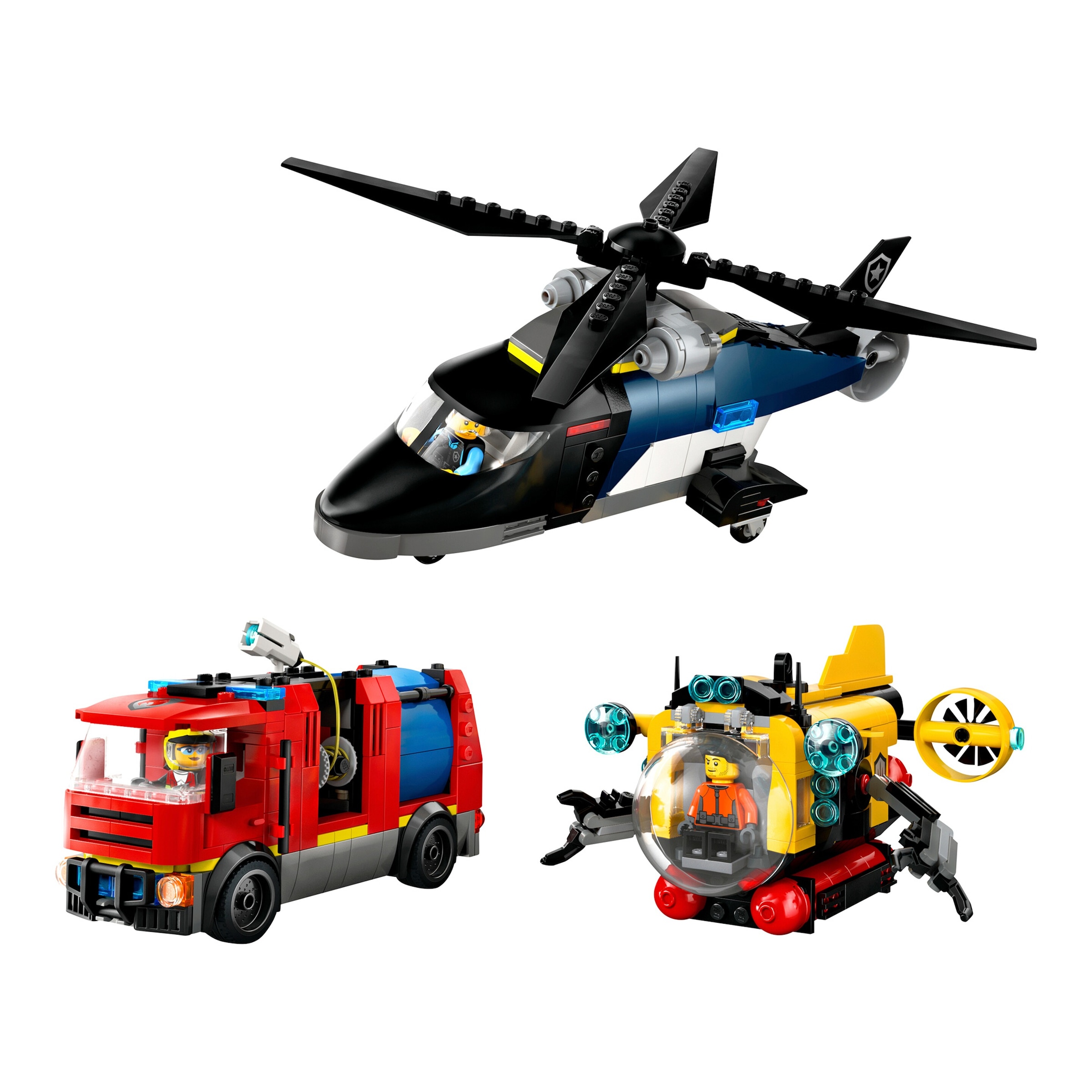 Lego® City 60462 Kombinationsset mit Hubschrauber, Löschauto und U-Boot