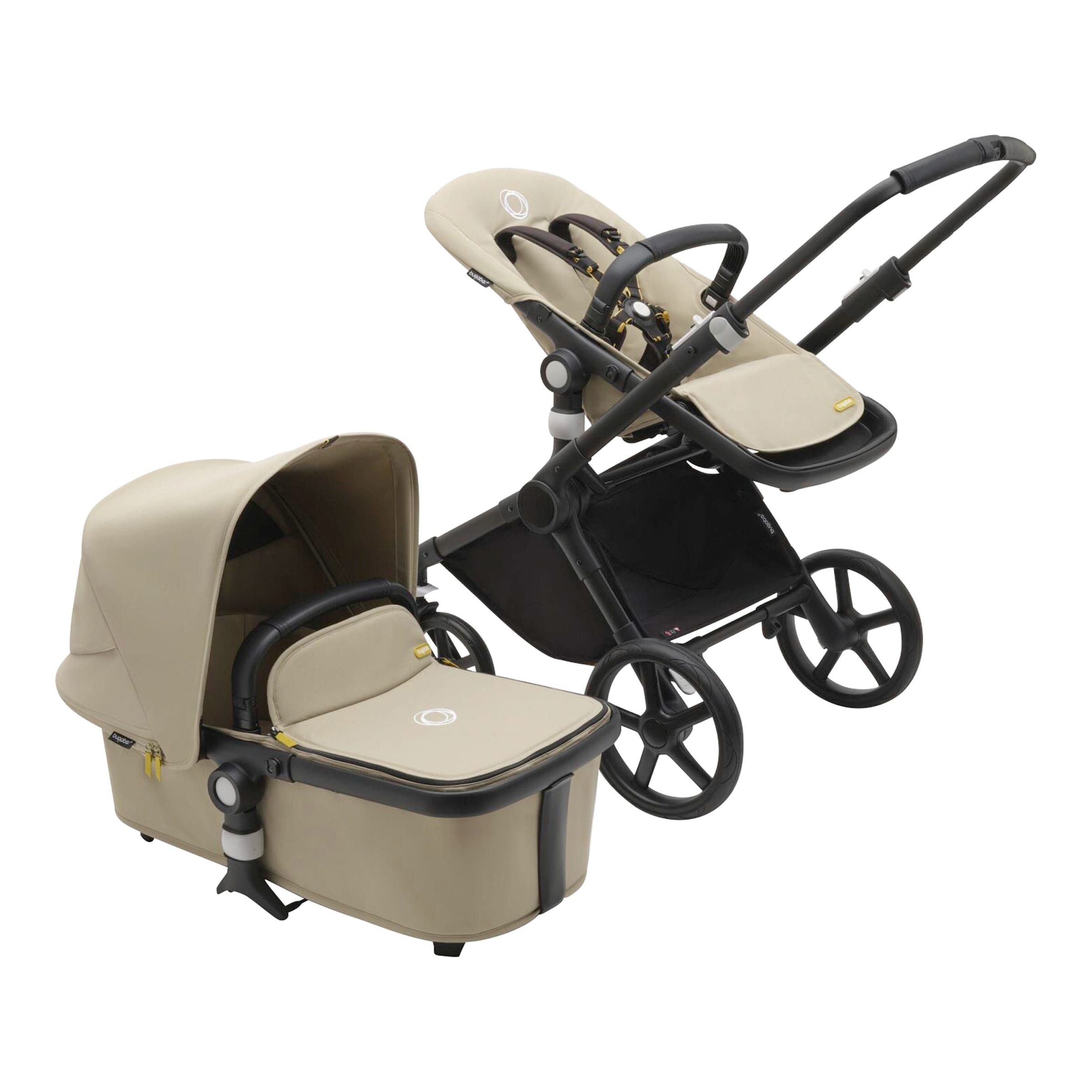 Bugaboo Fox Cub Kombikinderwagen Trio-Set inkl. Fußsack und Getränkehalter schwarz | beige