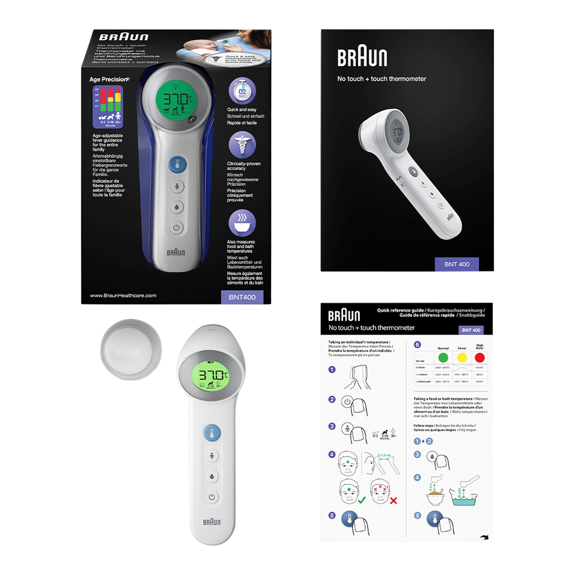 Braun No touch + touch Stirnthermometer mit Age Precision® BNT 400