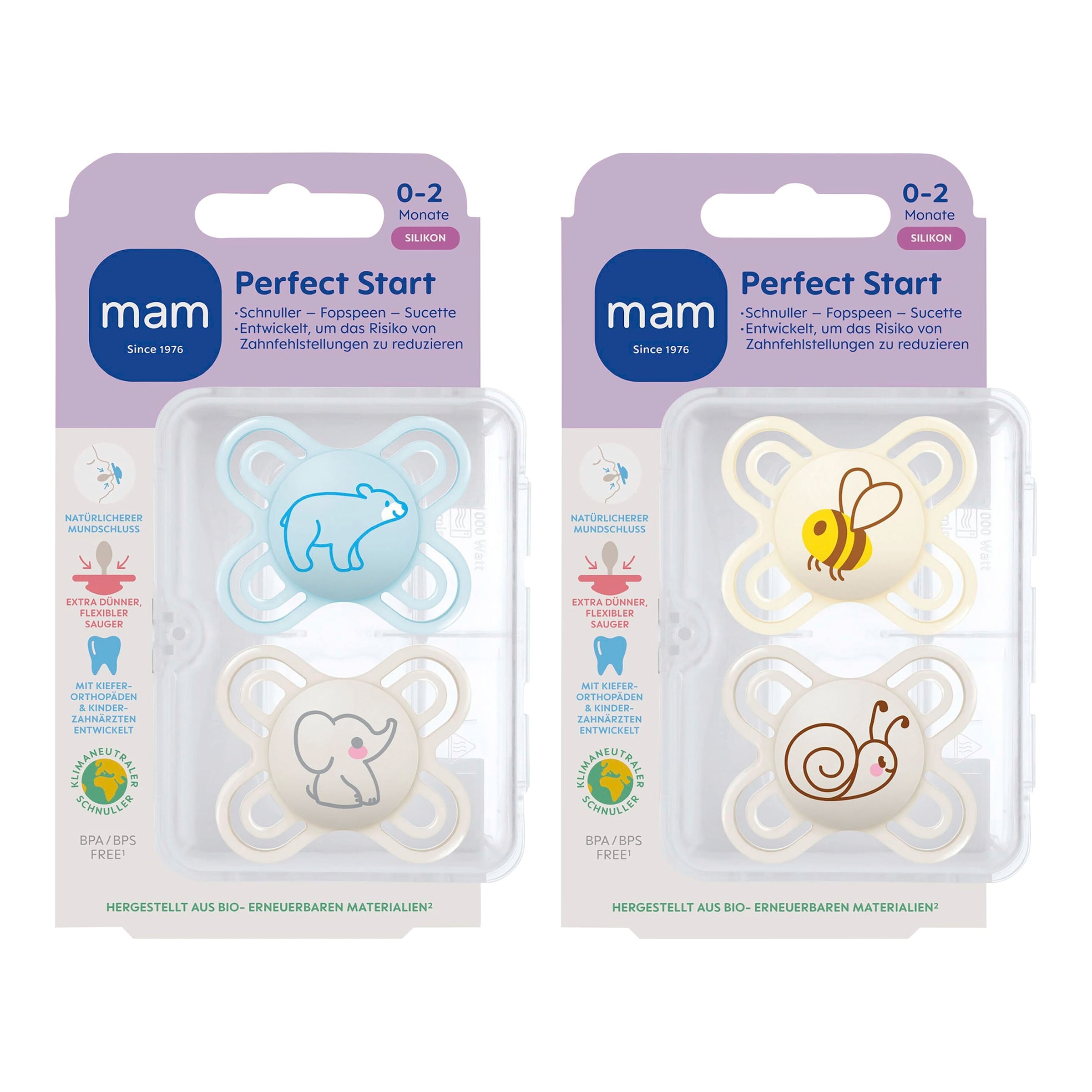 Mam 4er-Pack Schnuller Perfect Start Silikon, 0-2 M