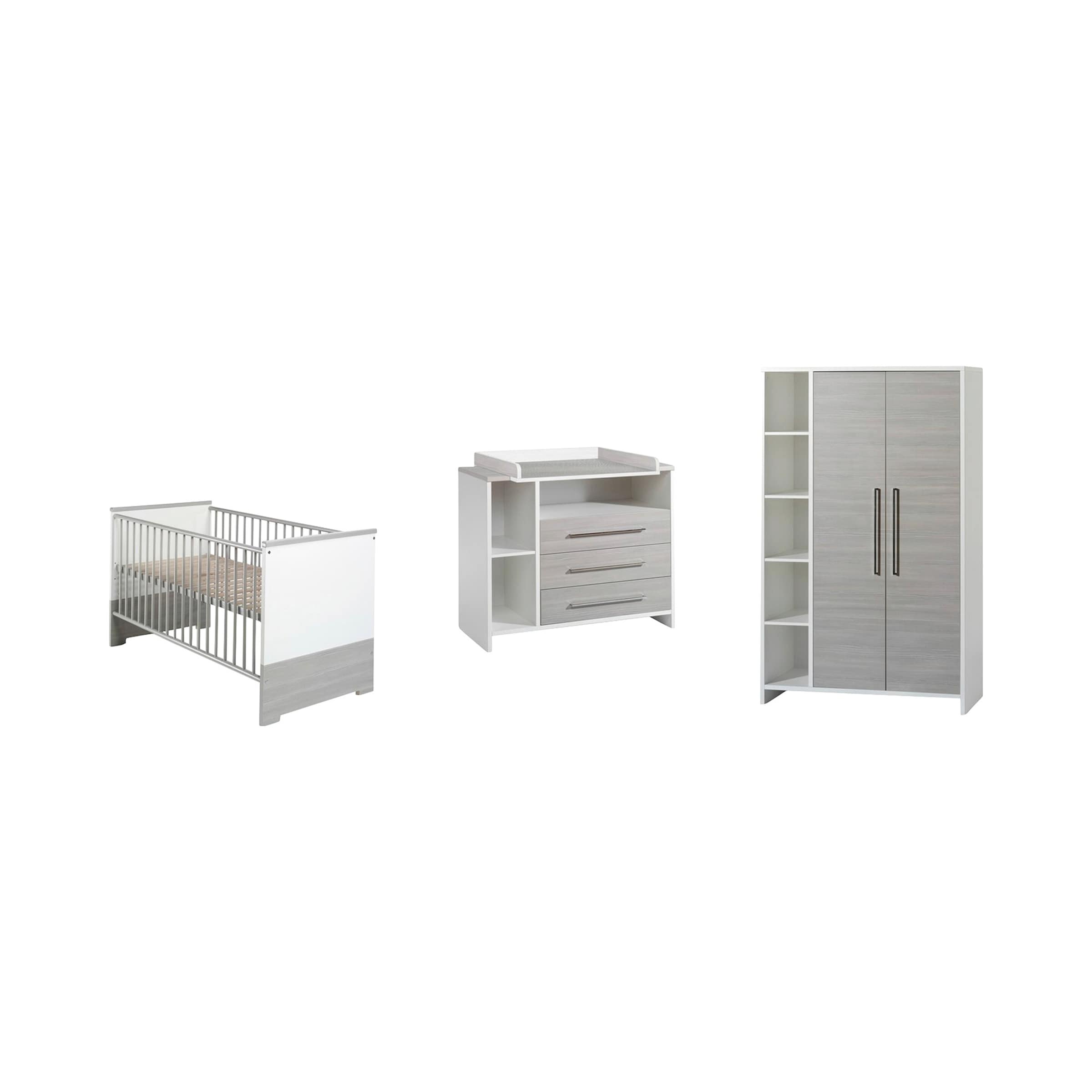 Schardt 3-tlg. Babyzimmer Eco Silber mit 2-türigem Kleiderschrank