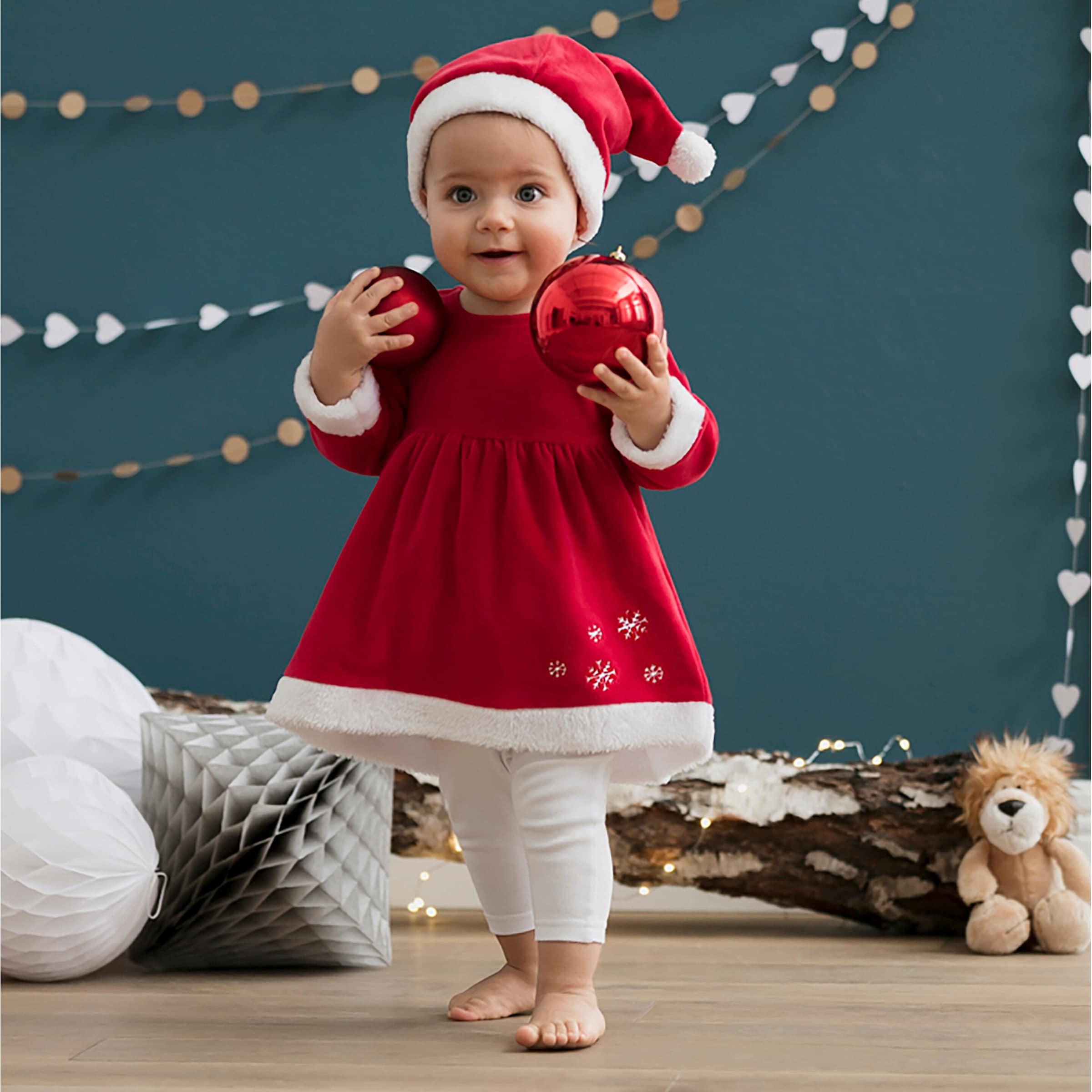 Bornino Festliche Mode 2-tlg. Set Weihnachtskleid mit Leggings