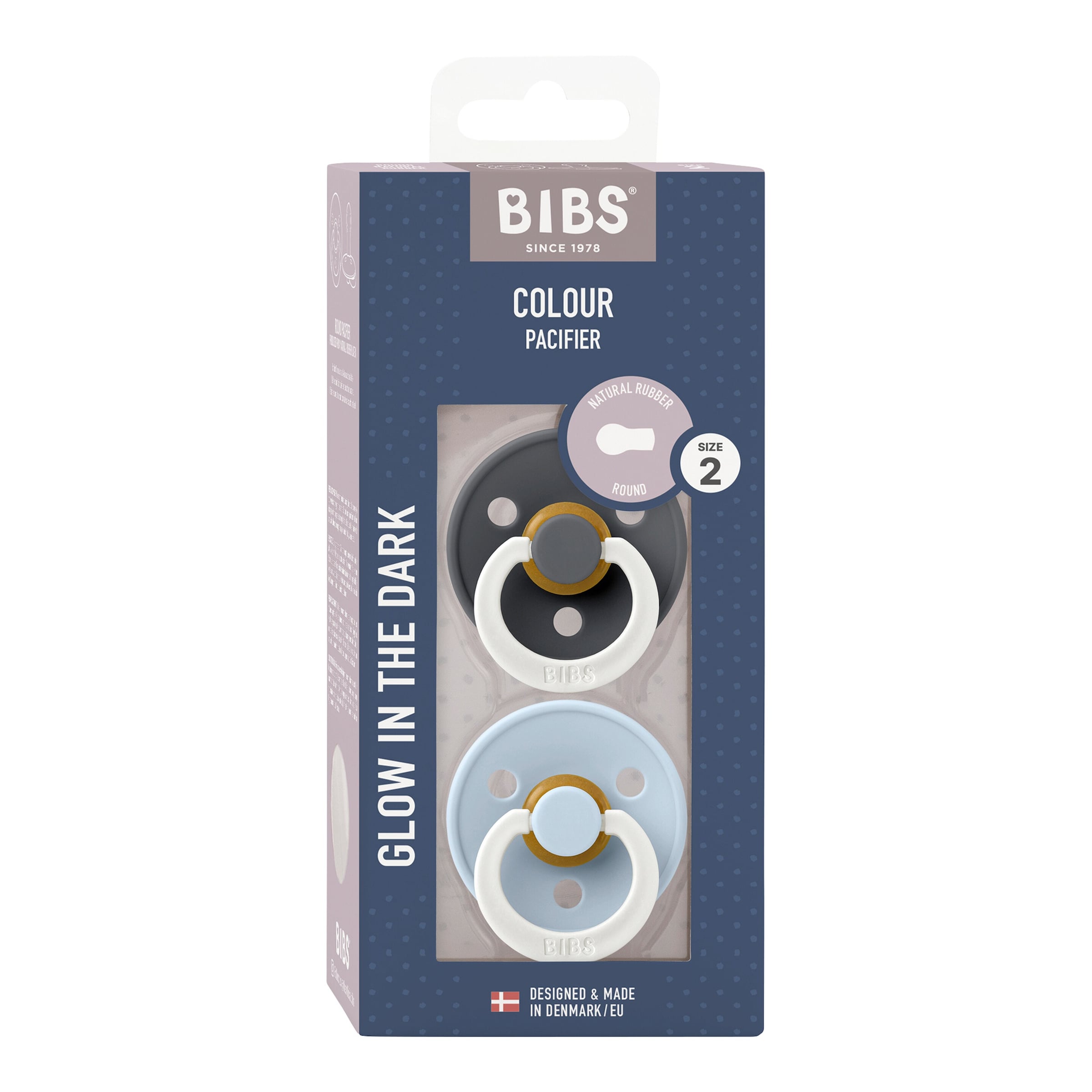 Bibs 2er-Pack Colour GLOW Schnuller Latex, 6-18M