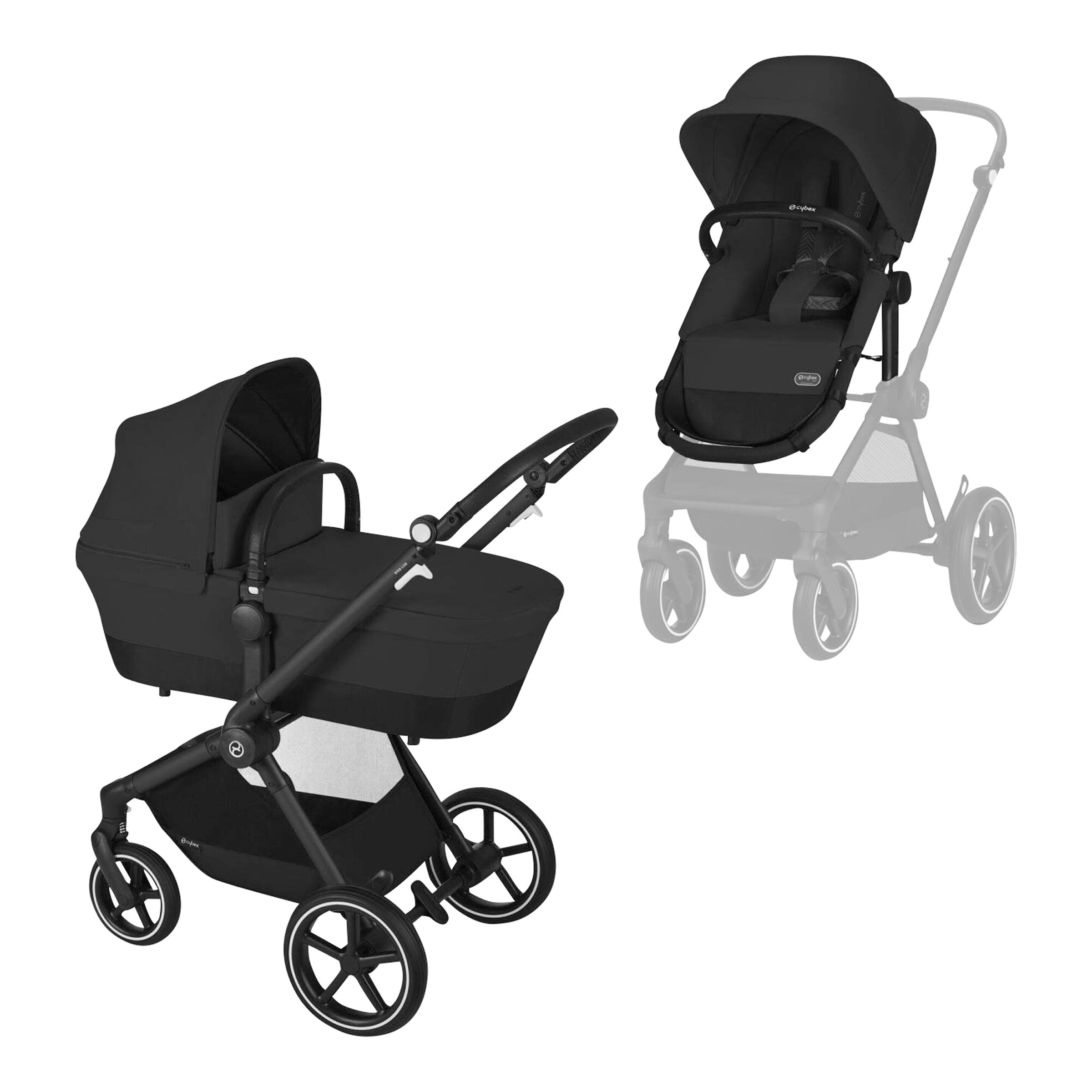 Cybex Gold Kombikinderwagen Eos Lux Trio-Set inkl. Babyschale Aton B2 i-Size schwarz