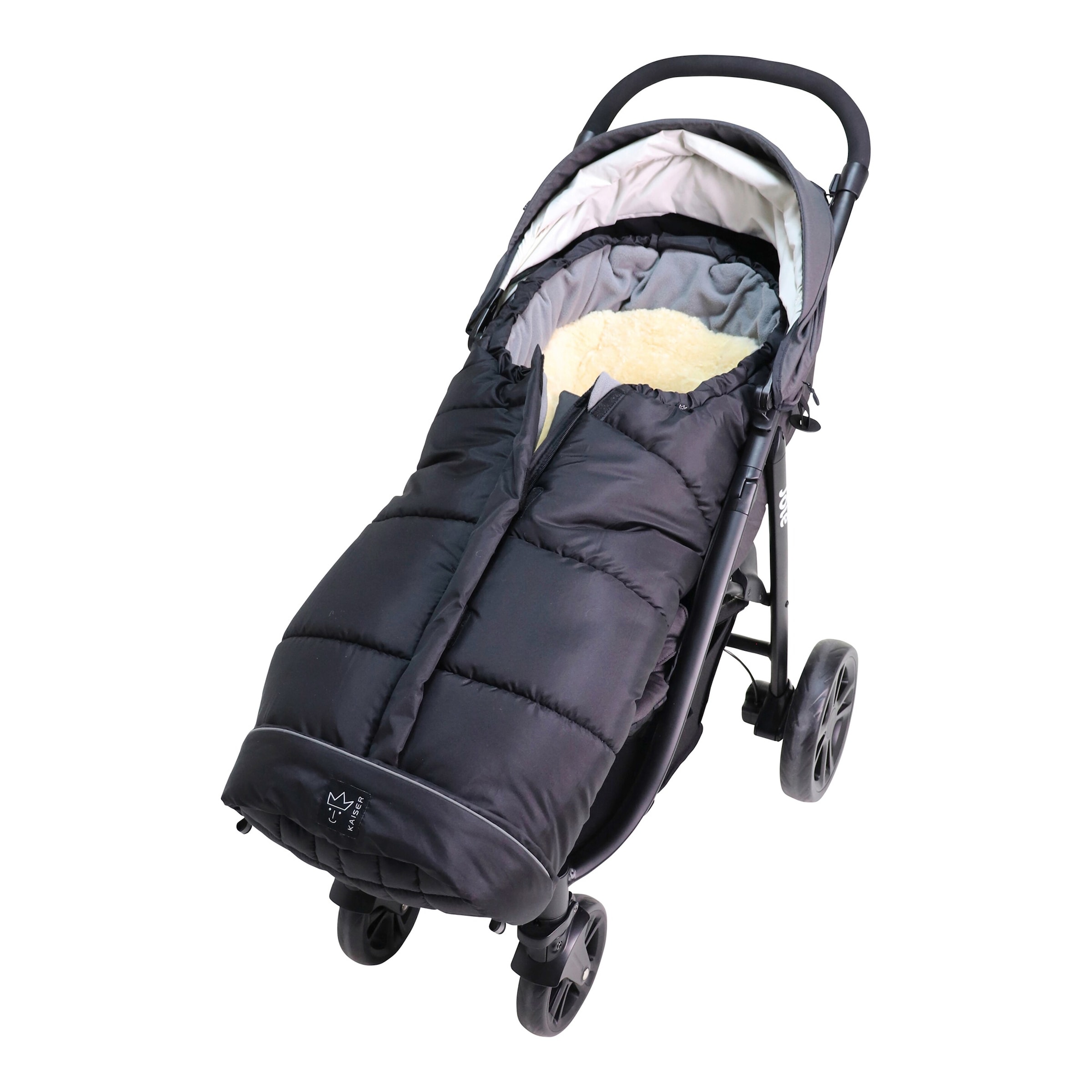 Kaiser Thermo-Fußsack Sheepy II mit Lammfelleinlage für Kinderwagen, Buggy schwarz