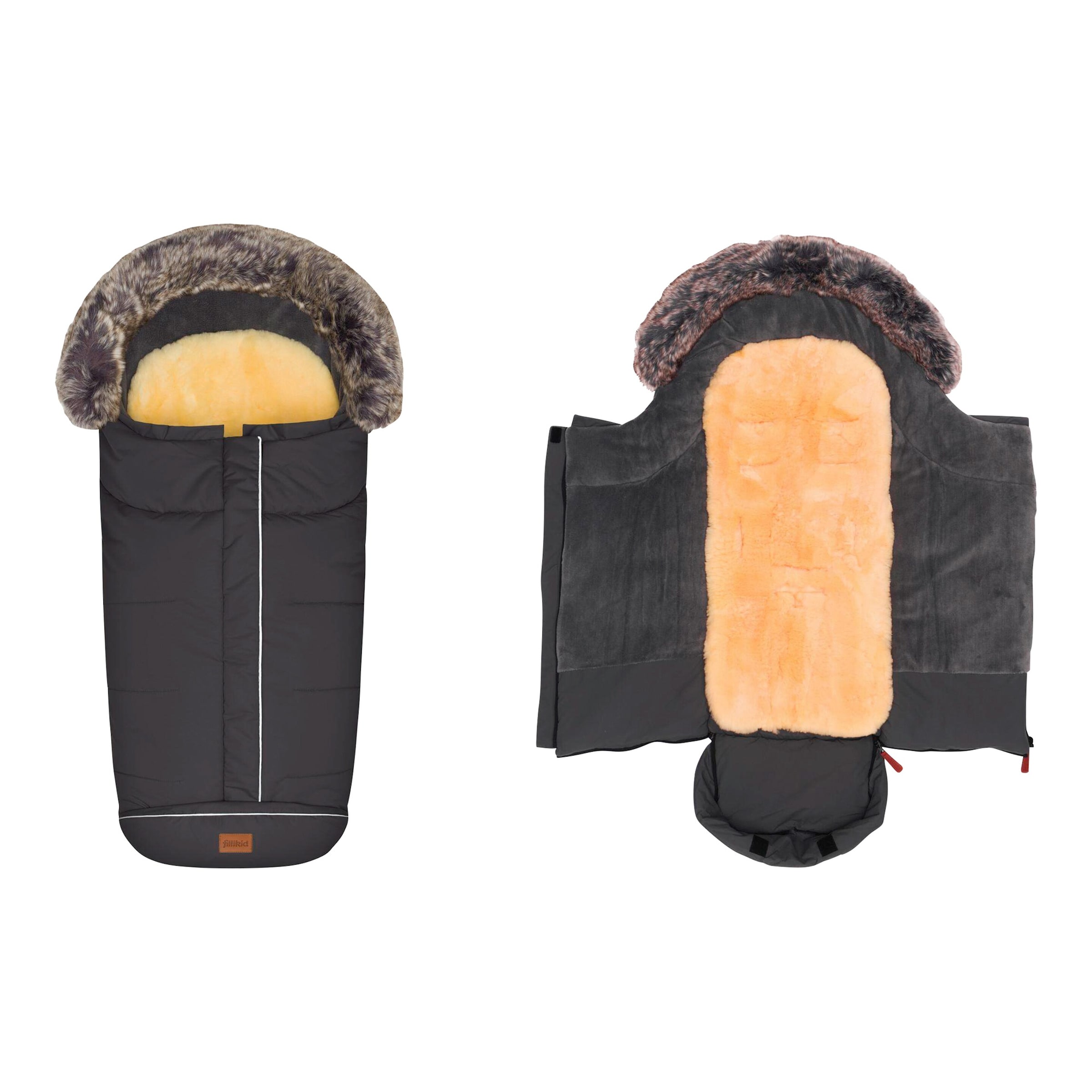 Fillikid Lammfell-Winterfußsack Mavensi grau