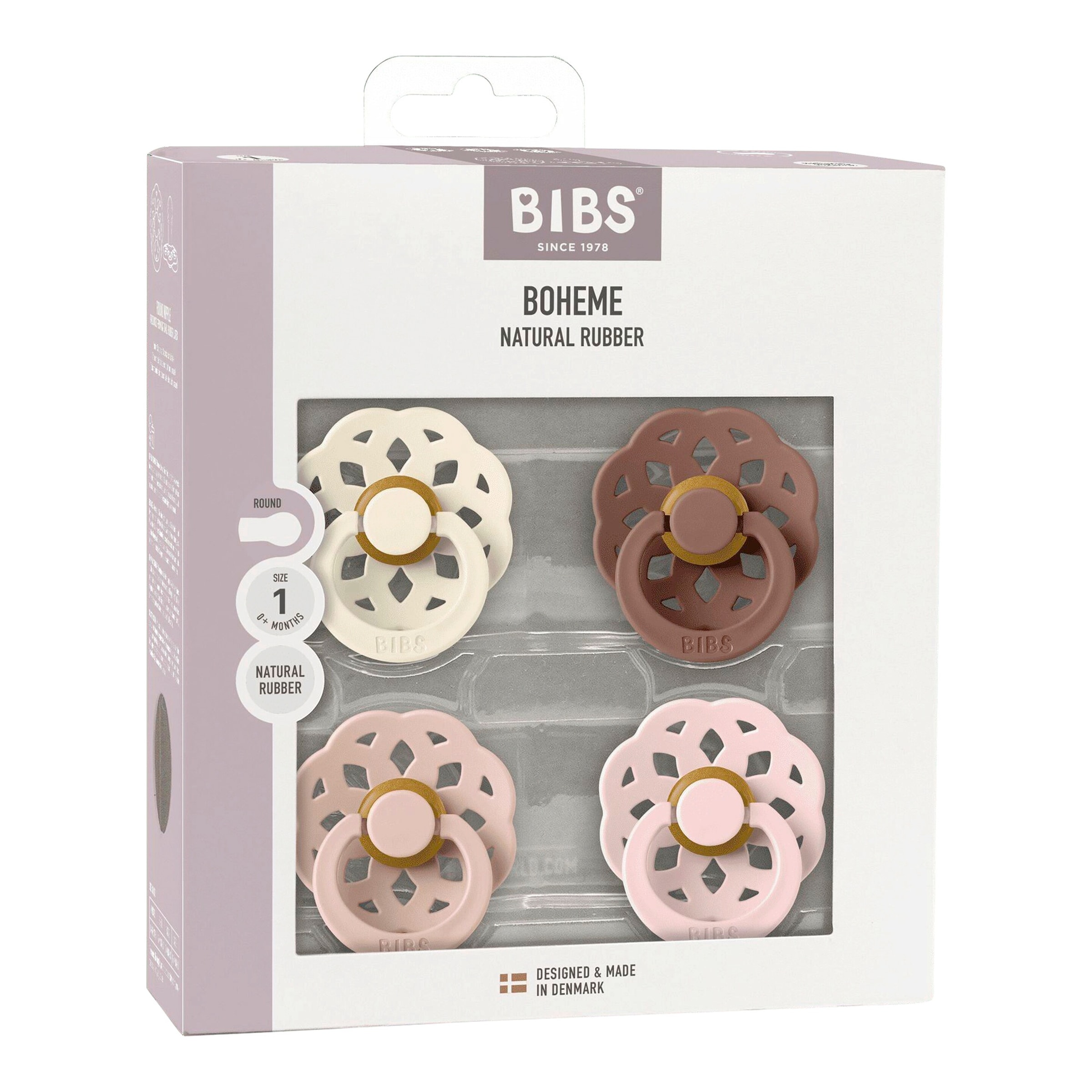 Bibs 4er-Pack Boheme Schnuller Latex, 0-6M