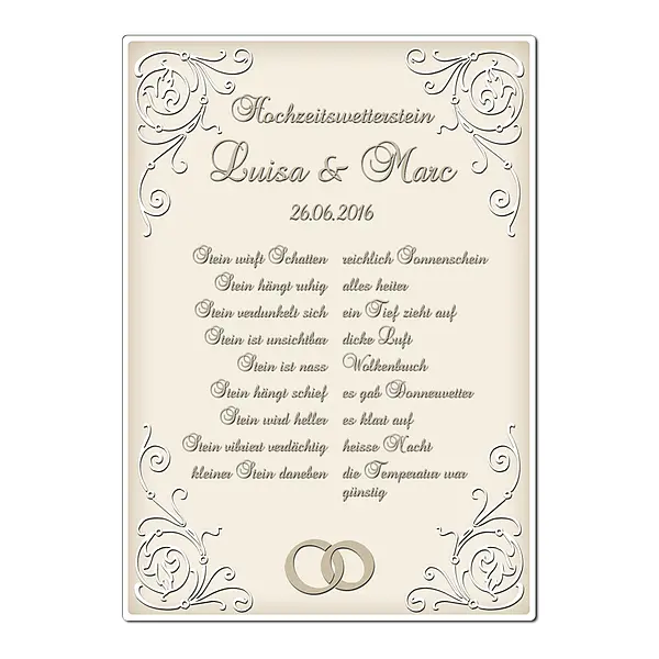 Wetterstein zur Hochzeit - Schild A4 - Farbe: creme