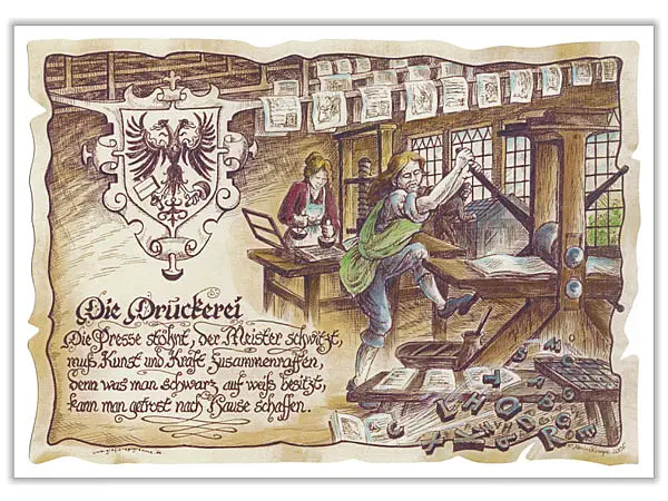 Zunftbild Druckerei auf Antikpapier im A4-Format